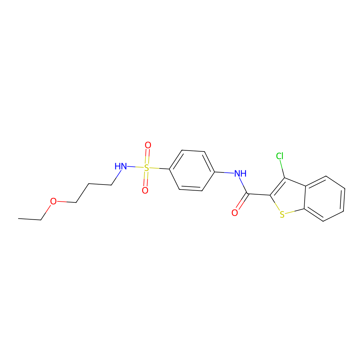 3-chloro-N-[4-(3-ethoxypropylsulfamoyl)phenyl]-1-benzothiophene-2-carboxamide molecular structure, CAS 717877-95-7