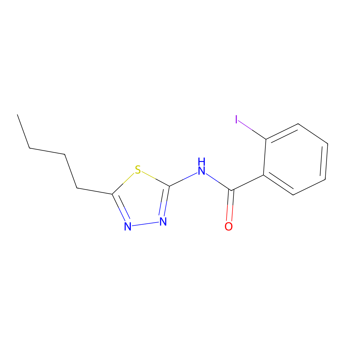 N-(5-butyl-1,3,4-thiadiazol-2-yl)-2-iodobenzamide molecular structure, CAS 717878-56-3