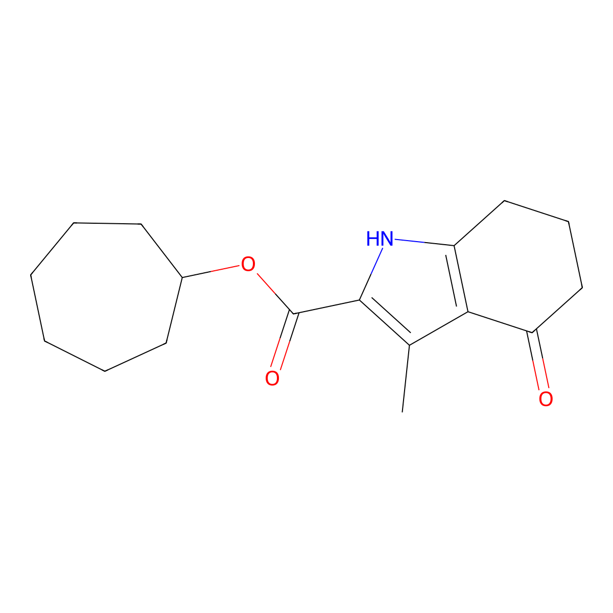 cycloheptyl 3-methyl-4-oxo-4,5,6,7-tetrahydro-1H-indole-2-carboxylate molecular structure, CAS 717878-74-5