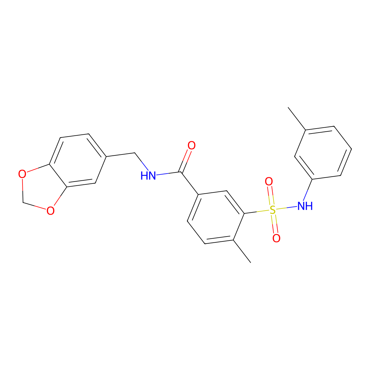 N-(1,3-benzodioxol-5-ylmethyl)-4-methyl-3-[(3-methylphenyl)sulfamoyl]benzamide molecular structure, CAS 717878-77-8
