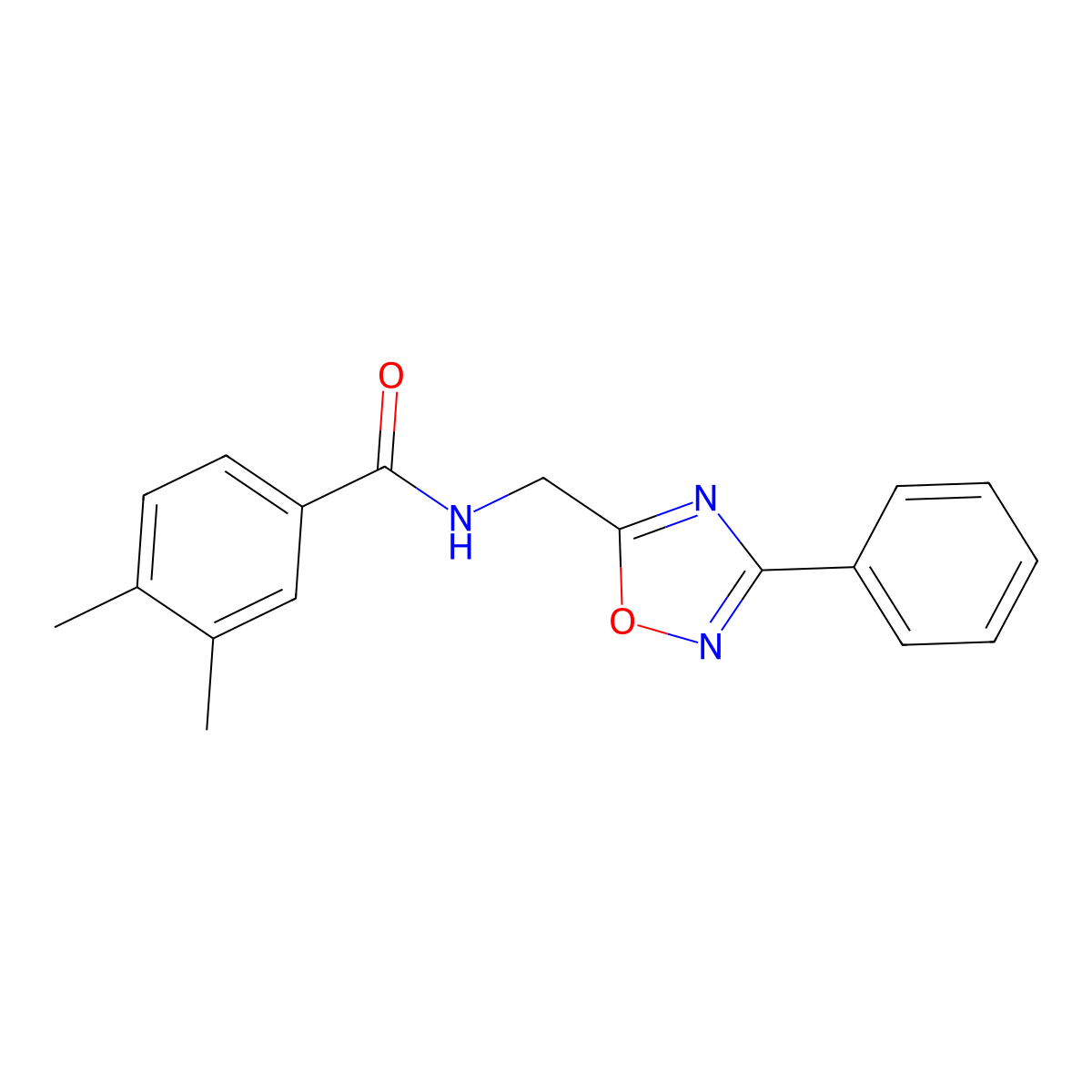 3,4-dimethyl-N-[(3-phenyl-1,2,4-oxadiazol-5-yl)methyl]benzamide molecular structure, CAS 717878-92-7