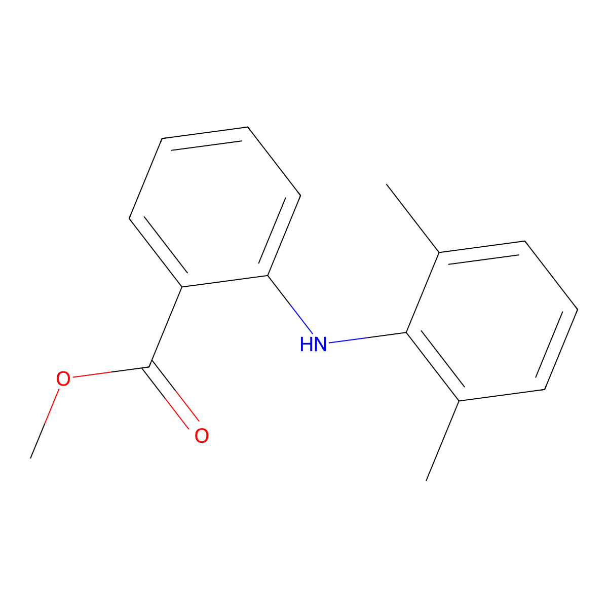 Methyl 2-((2,6-dimethylphenyl)amino)benzoate molecular structure, CAS 717883-07-3