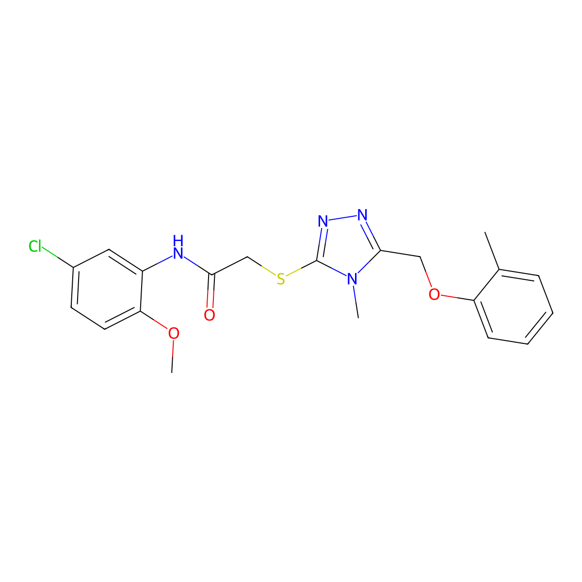 N-(5-chloro-2-methoxyphenyl)-2-[[4-methyl-5-[(2-methylphenoxy)methyl]-1,2,4-triazol-3-yl]sulfanyl]acetamide molecular structure, CAS 717890-83-0