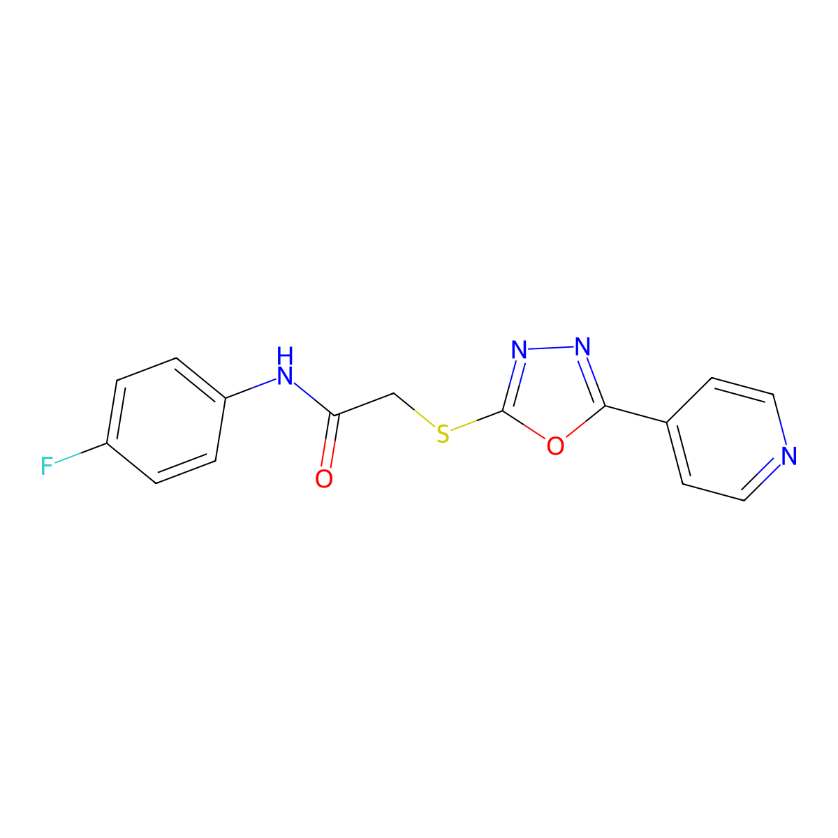 N-(4-fluorophenyl)-2-{[5-(pyridin-4-yl)-1,3,4-oxadiazol-2-yl]sulfanyl}acetamide molecular structure, CAS 717890-87-4