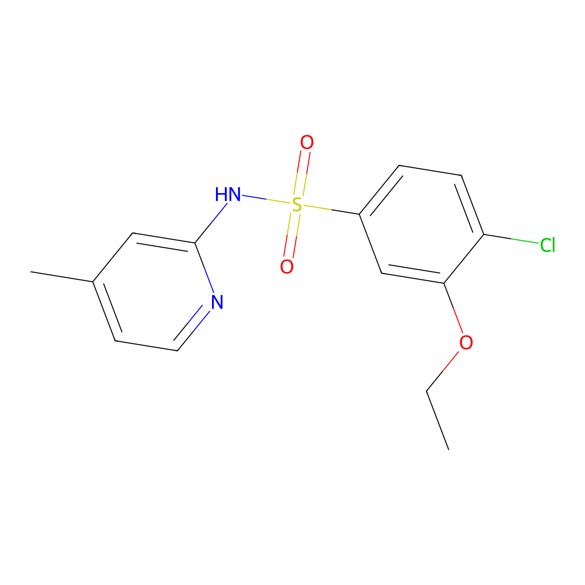 4-chloro-3-ethoxy-N-(4-methylpyridin-2-yl)benzenesulfonamide molecular structure, CAS 717891-07-1