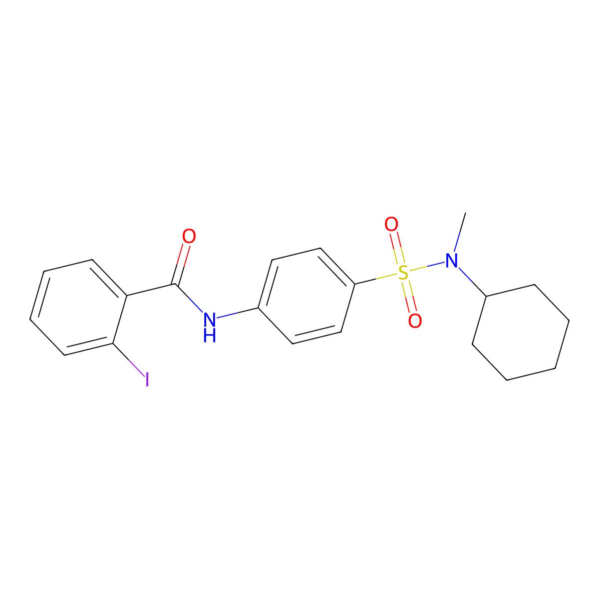 N-(4-{[cyclohexyl(methyl)amino]sulfonyl}phenyl)-2-iodobenzamide molecular structure, CAS 717891-19-5