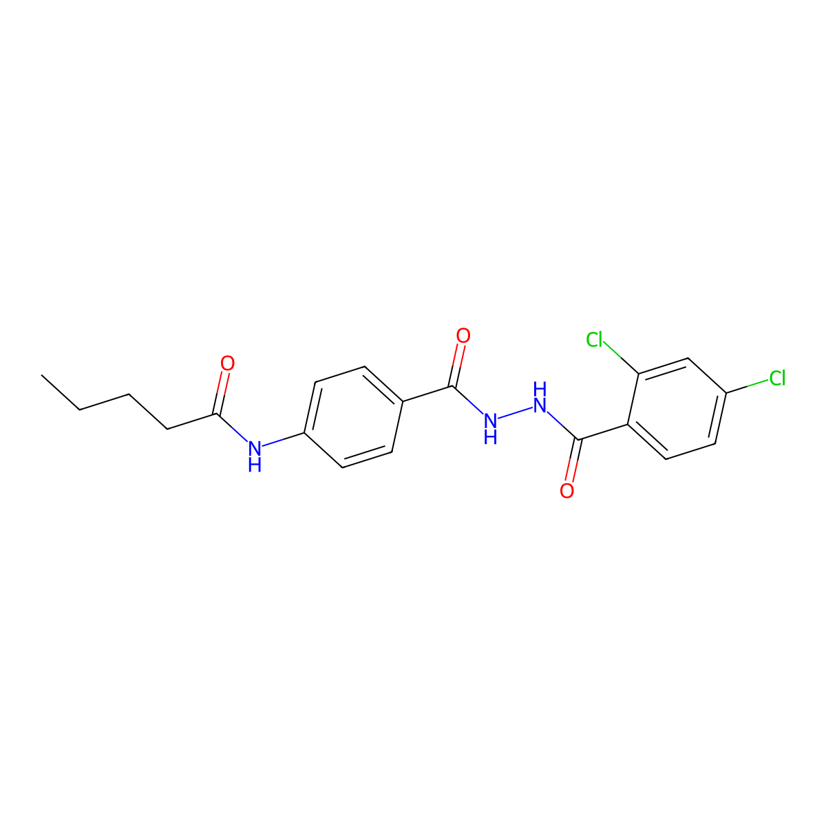 N-[4-[[(2,4-dichlorobenzoyl)amino]carbamoyl]phenyl]pentanamide molecular structure, CAS 717891-25-3