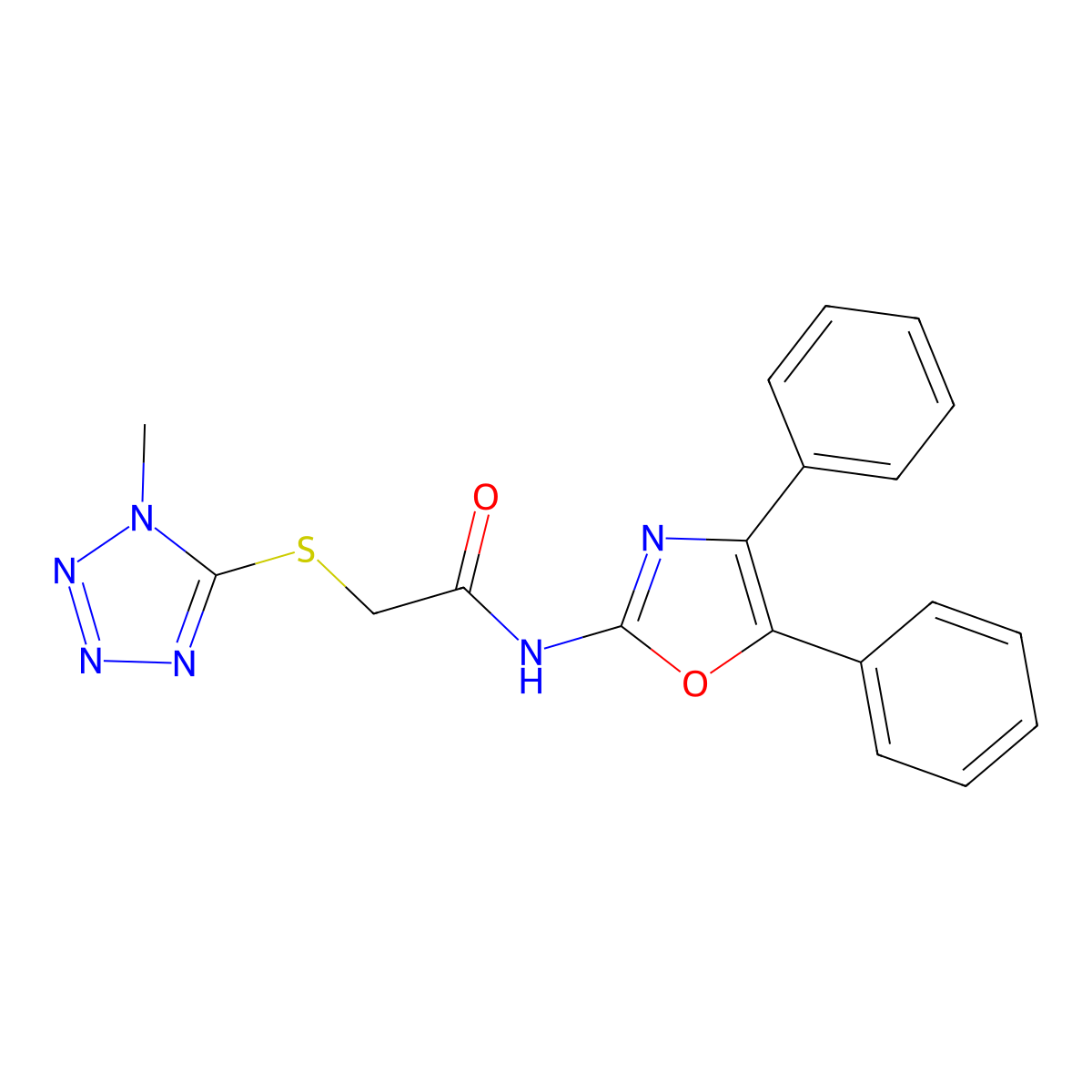 N-(4,5-diphenyl-2-oxazolyl)-2-[(1-methyl-5-tetrazolyl)thio]acetamide molecular structure, CAS 717891-26-4