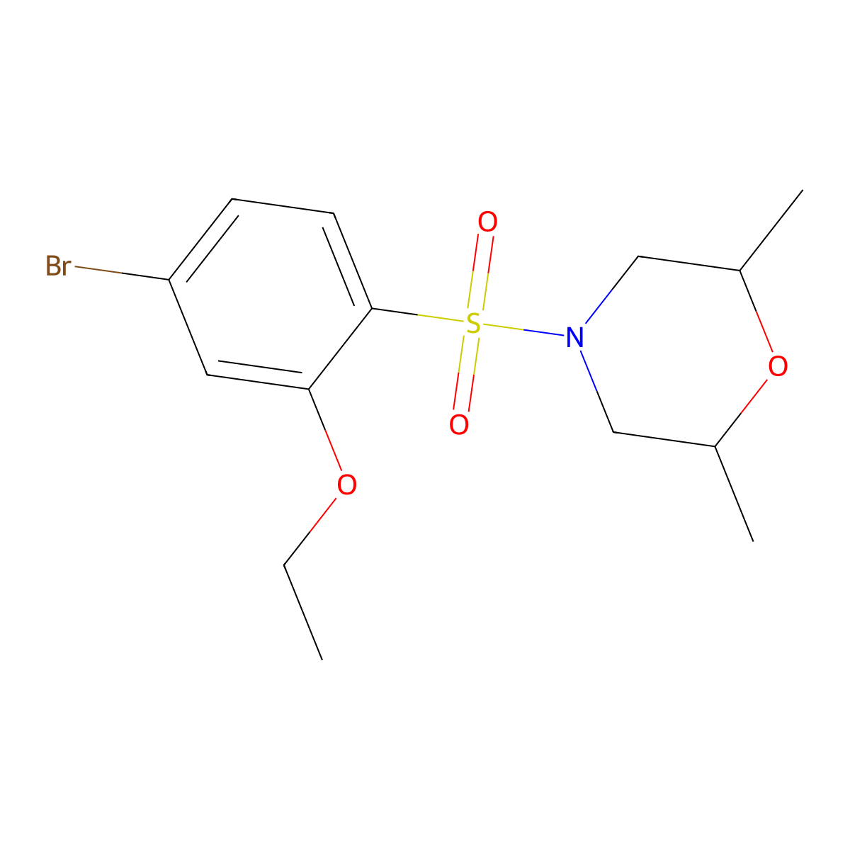 4-(4-Bromo-2-ethoxyphenyl)sulfonyl-2,6-dimethylmorpholine molecular structure, CAS 717891-67-3