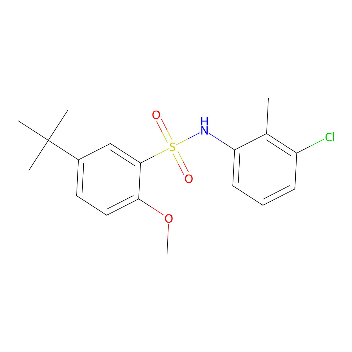 {[5-(Tert-butyl)-2-methoxyphenyl]sulfonyl}(3-chloro-2-methylphenyl)amine molecular structure, CAS 717891-70-8