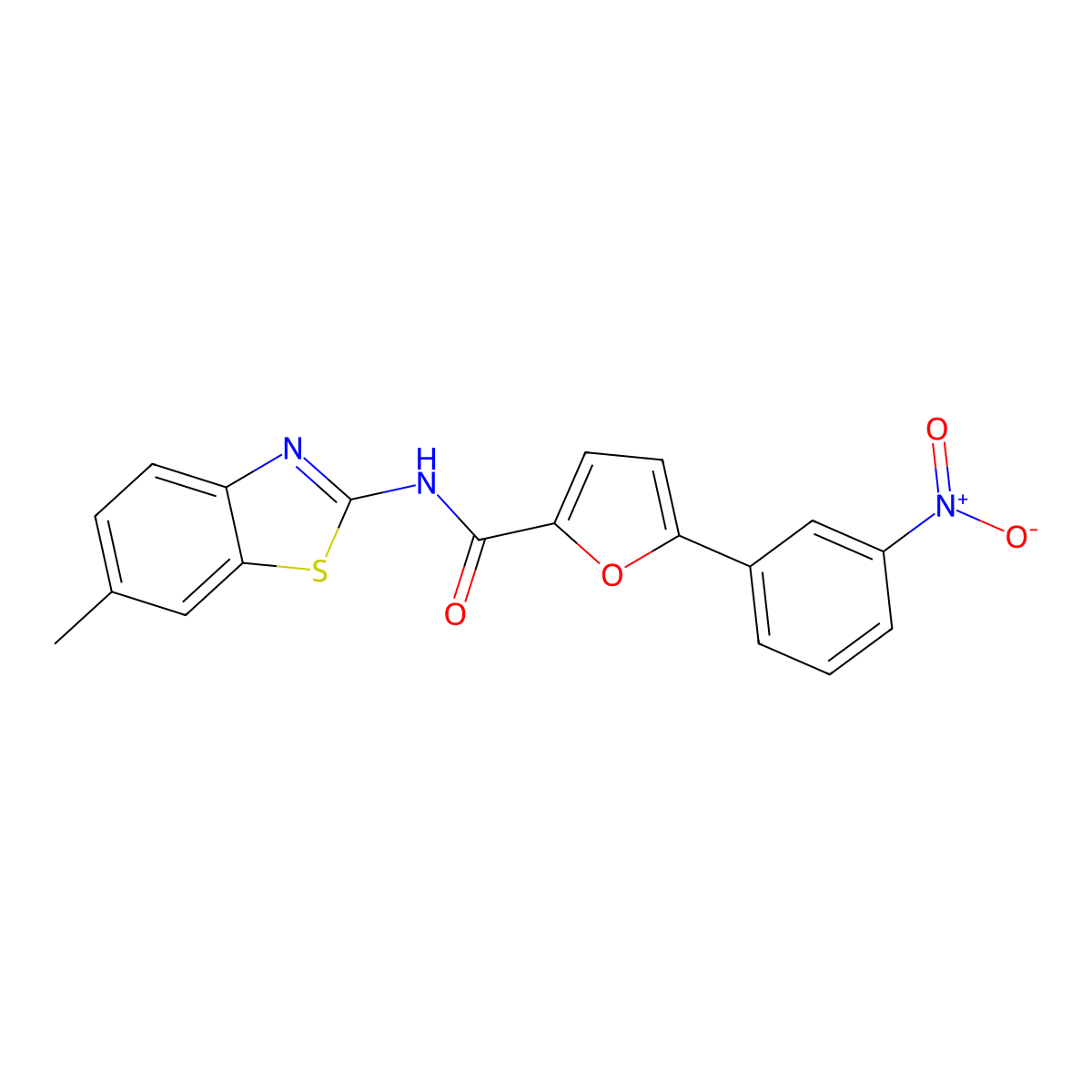 N-(6-methyl-1,3-benzothiazol-2-yl)-5-(3-nitrophenyl)furan-2-carboxamide molecular structure, CAS 717891-80-0