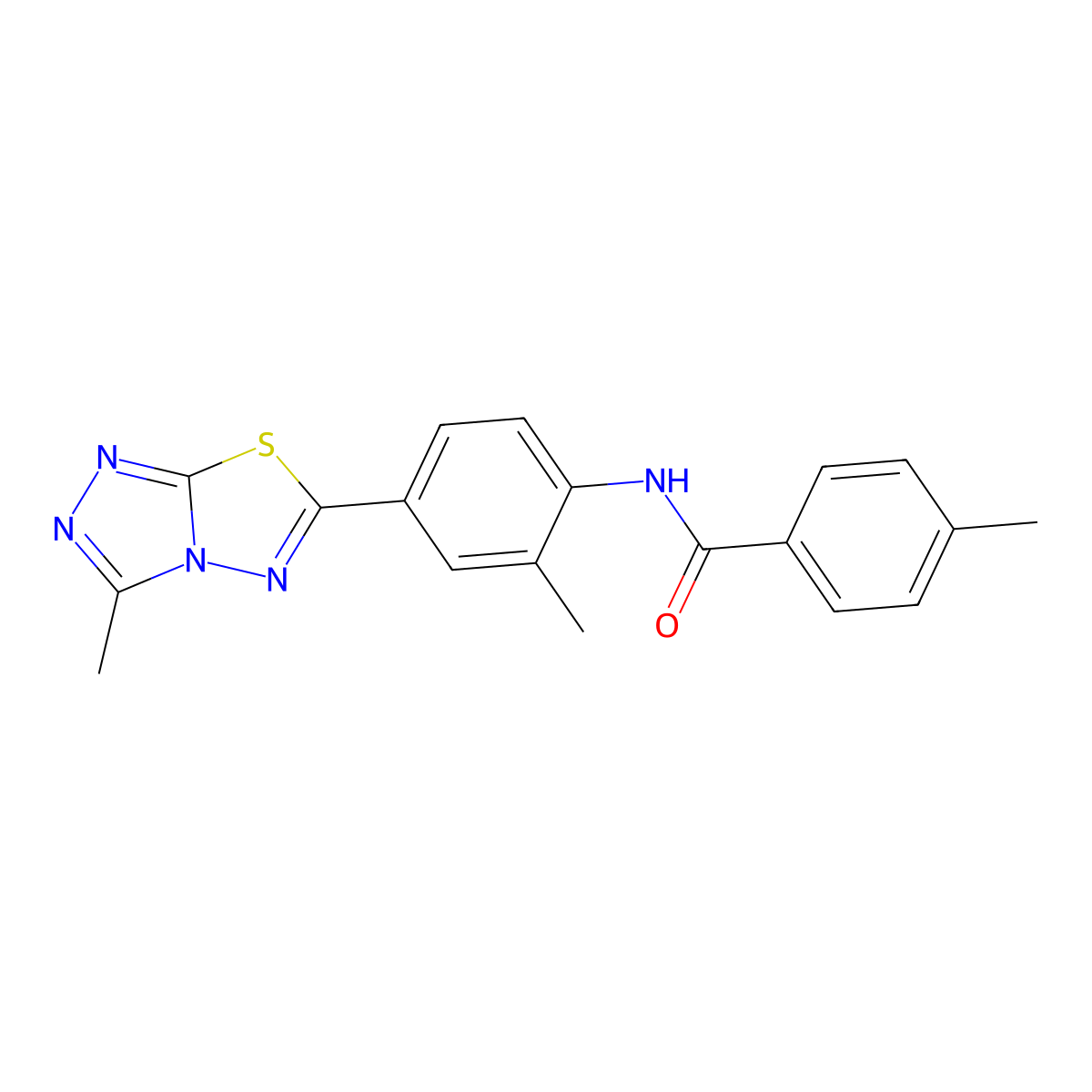 4-methyl-N-[2-methyl-4-(3-methyl[1,2,4]triazolo[3,4-b][1,3,4]thiadiazol-6-yl)phenyl]benzamide molecular structure, CAS 717891-83-3