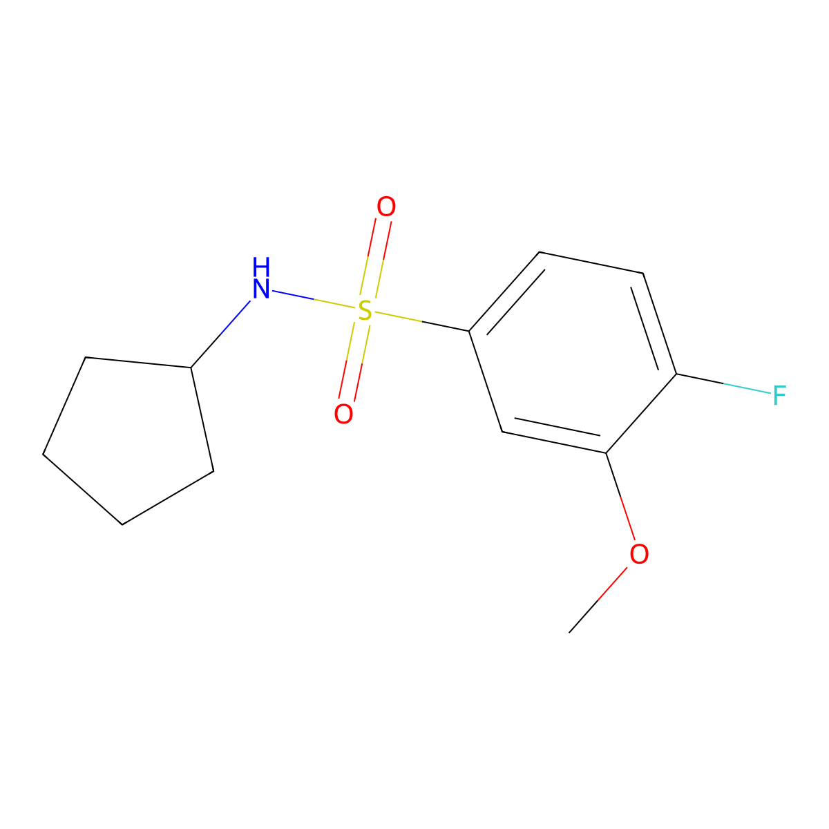 N-cyclopentyl-4-fluoro-3-methoxybenzenesulfonamide molecular structure, CAS 717891-89-9