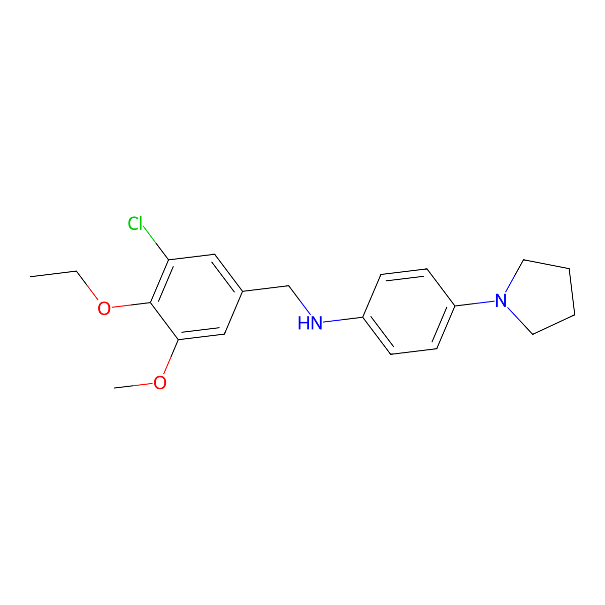 (3-Chloro-4-ethoxy-5-methoxybenzyl)[4-(1-pyrrolidinyl)phenyl]amine molecular structure, CAS 717892-05-2