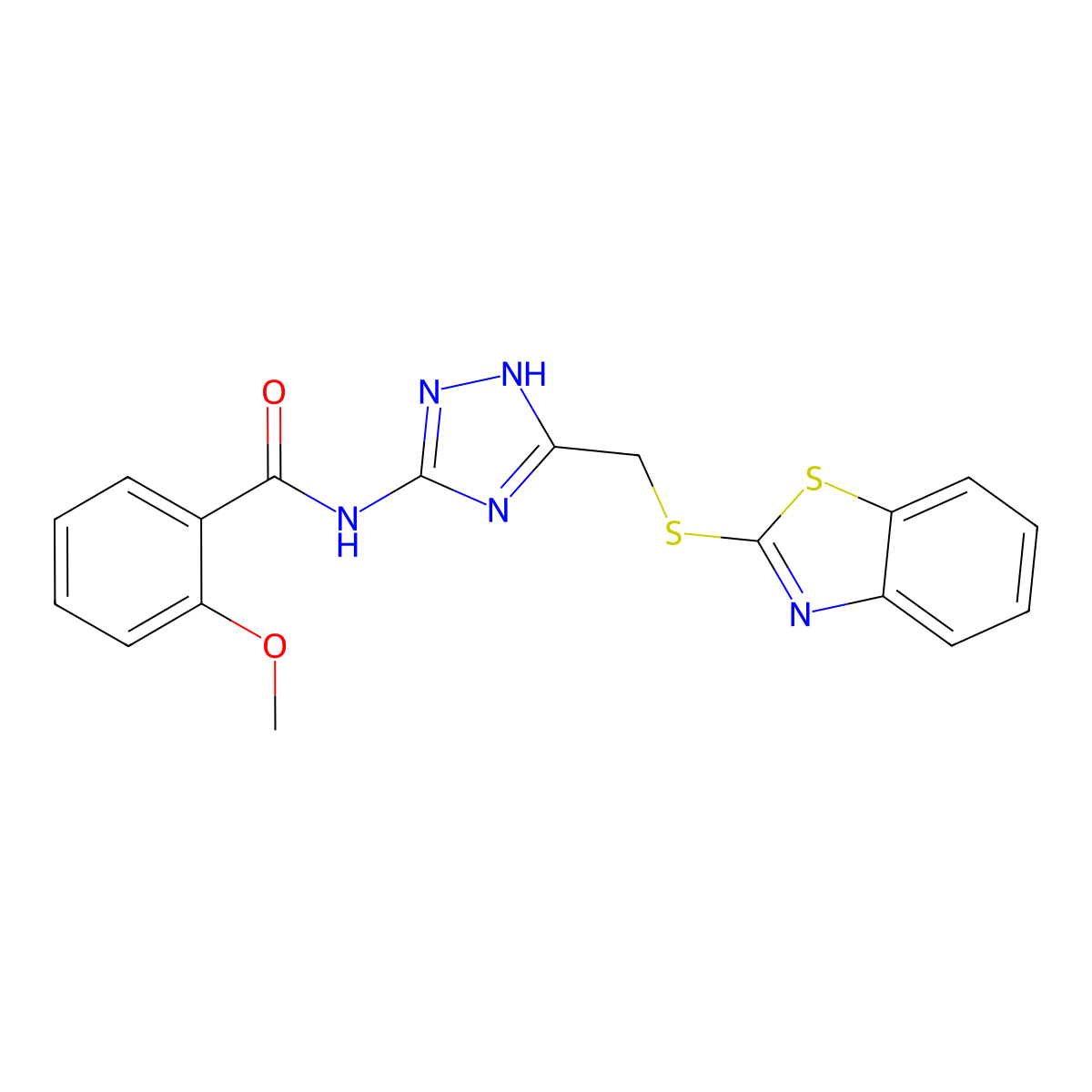 N-{5-[(1,3-benzothiazol-2-ylsulfanyl)methyl]-1H-1,2,4-triazol-3-yl}-2-methoxybenzamide molecular structure, CAS 717892-06-3