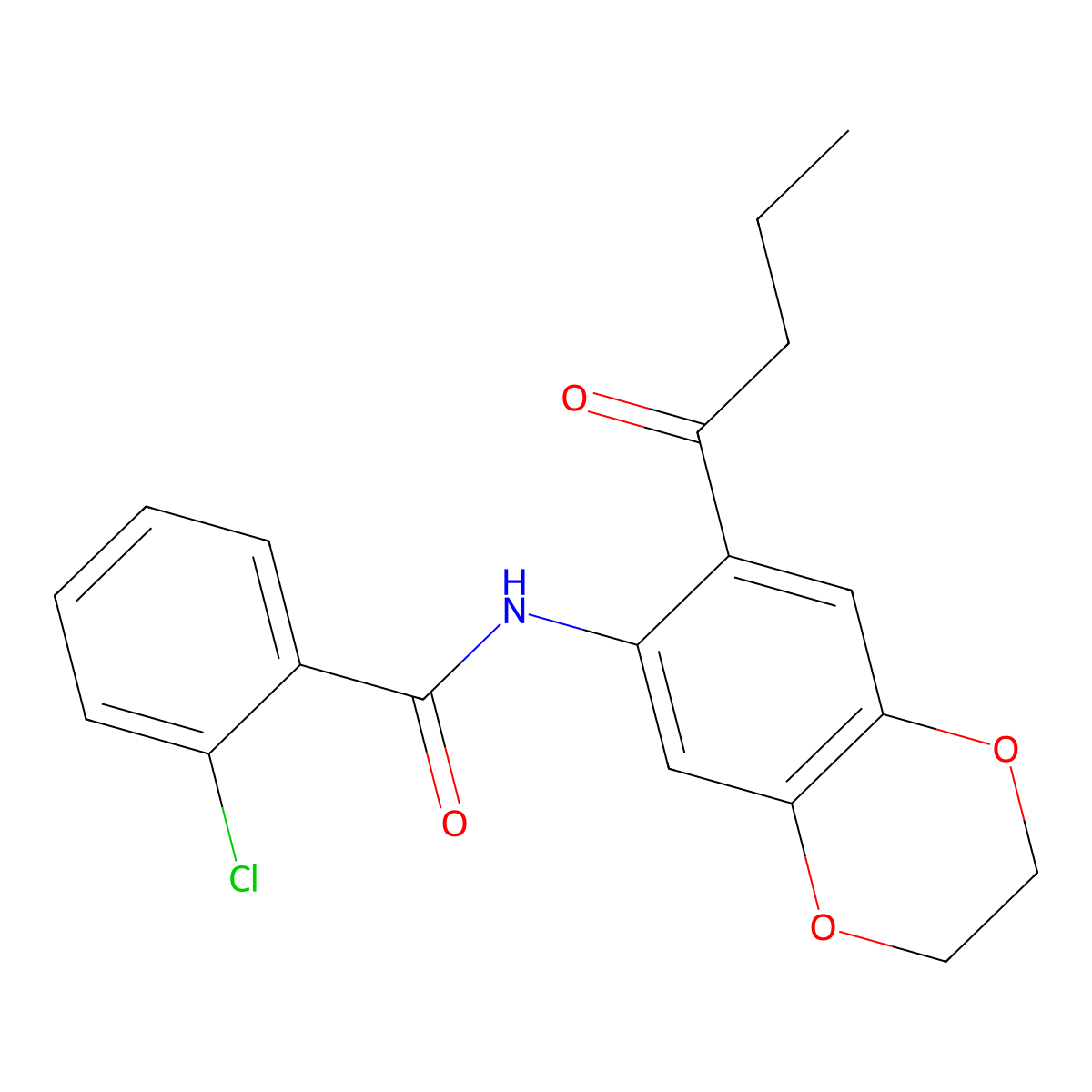 N-(7-butanoyl-2,3-dihydro-1,4-benzodioxin-6-yl)-2-chlorobenzamide molecular structure, CAS 717892-21-2