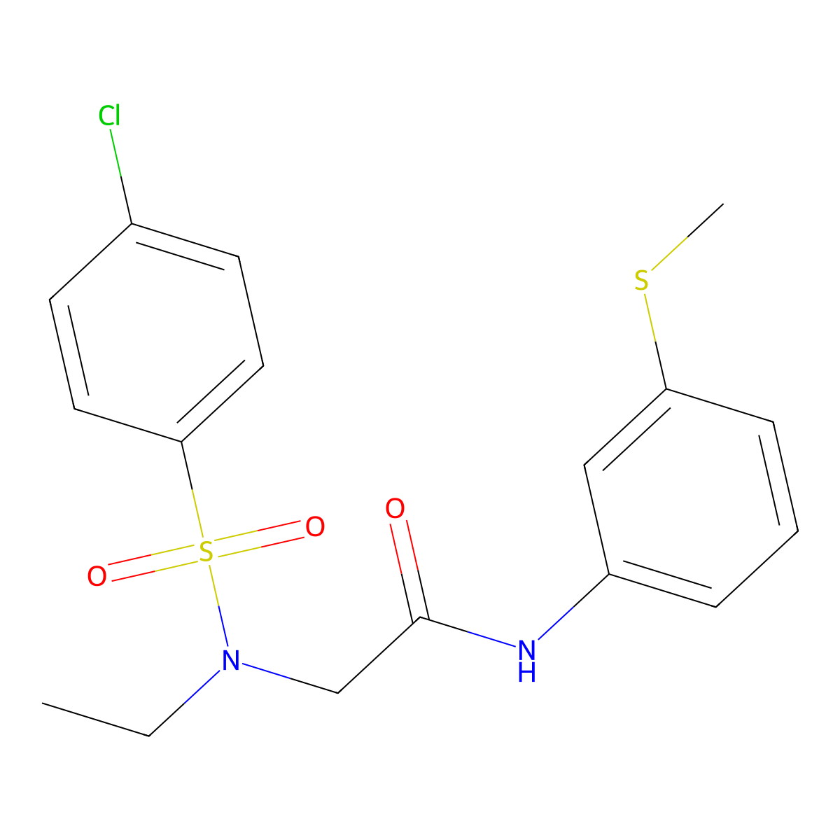 2-[(4-chlorophenyl)sulfonyl-ethylamino]-N-(3-methylsulfanylphenyl)acetamide molecular structure, CAS 717892-27-8
