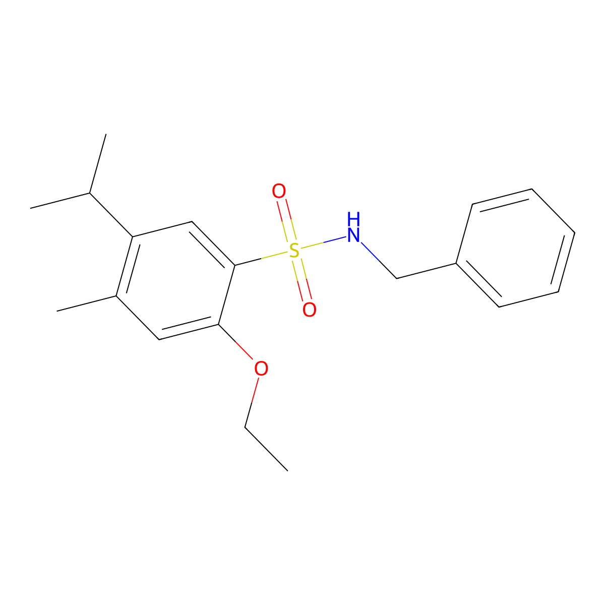 {[2-Ethoxy-4-methyl-5-(methylethyl)phenyl]sulfonyl}benzylamine molecular structure, CAS 717892-50-7