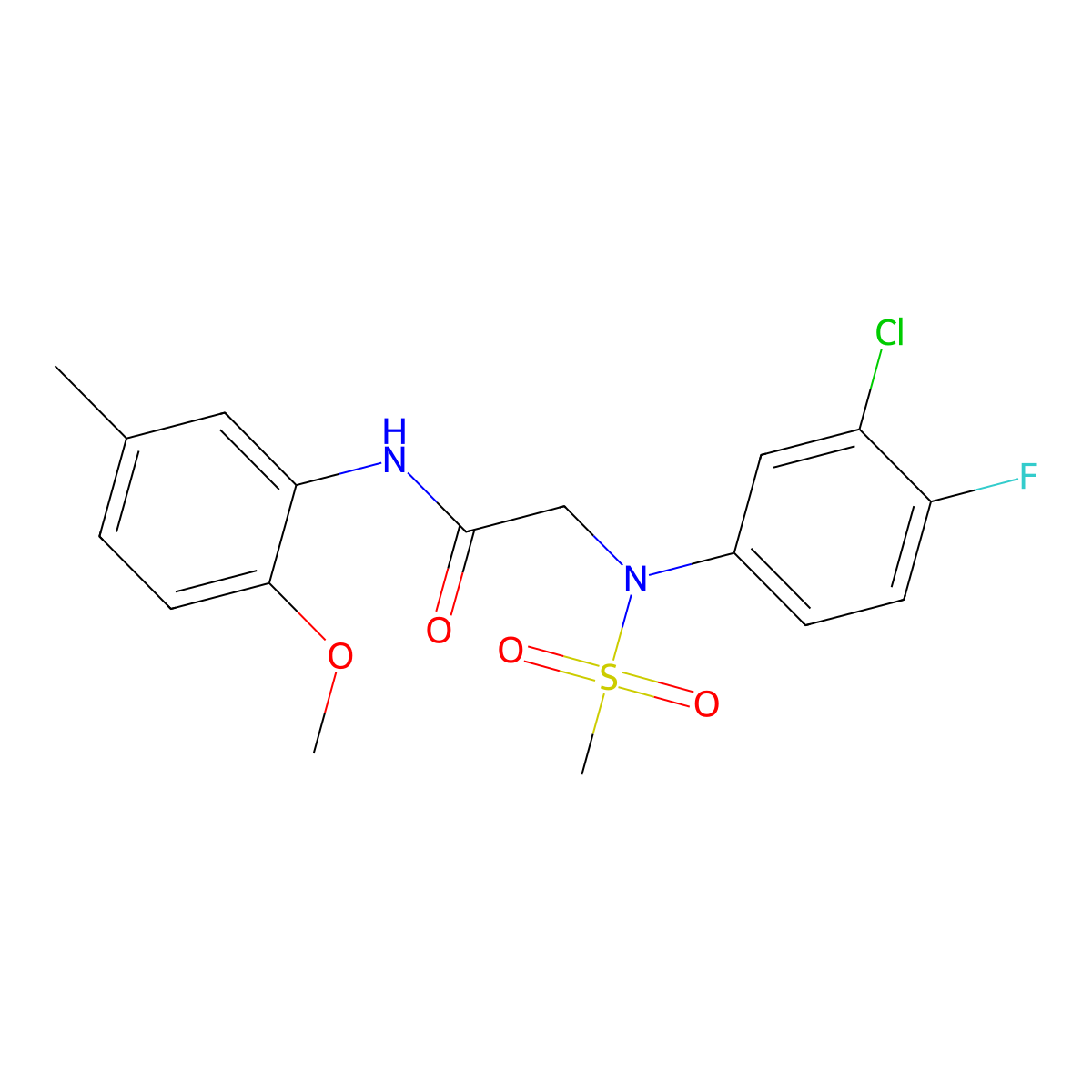 2-(3-chloro-4-fluoro-N-methylsulfonylanilino)-N-(2-methoxy-5-methylphenyl)acetamide molecular structure, CAS 717892-55-2