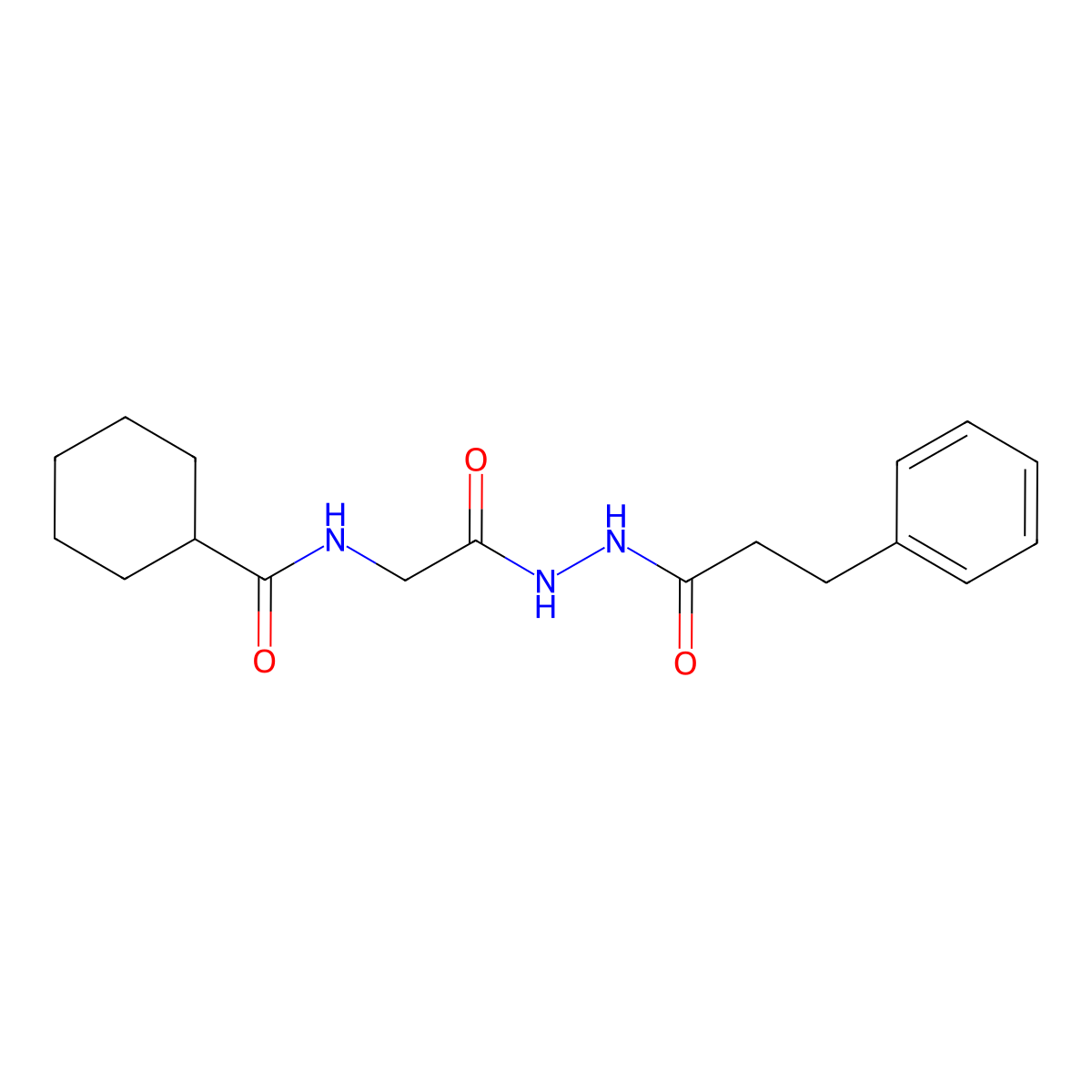 N-[2-oxo-2-[2-(3-phenylpropanoyl)hydrazinyl]ethyl]cyclohexanecarboxamide molecular structure, CAS 717892-56-3
