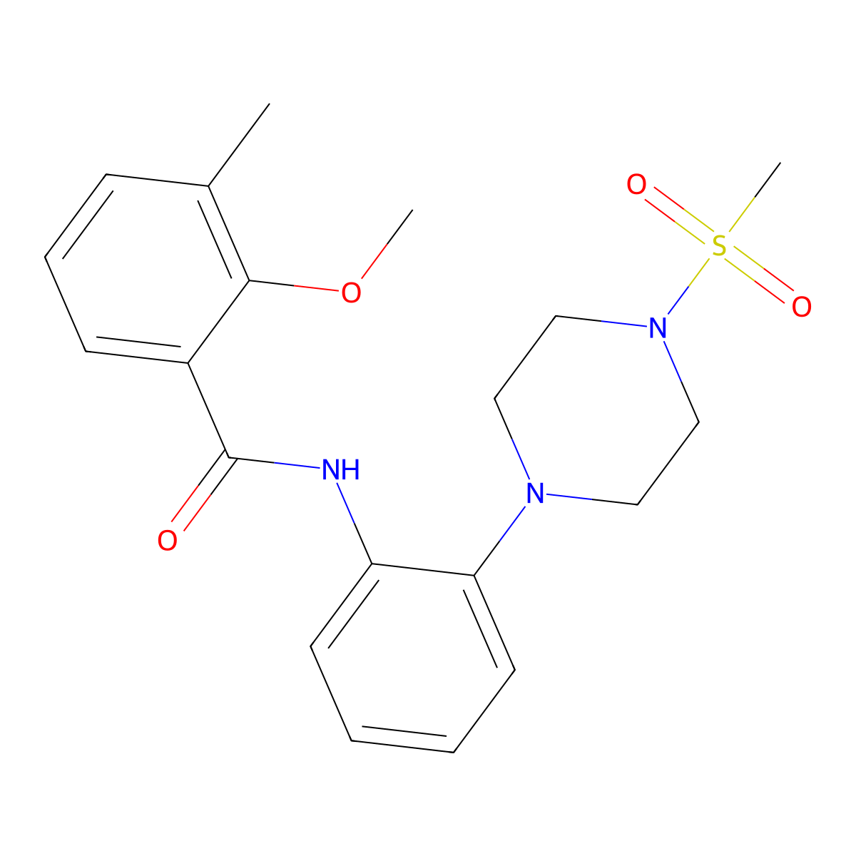 2-methoxy-3-methyl-N-{2-[4-(methylsulfonyl)-1-piperazinyl]phenyl}benzamide molecular structure, CAS 717892-64-3