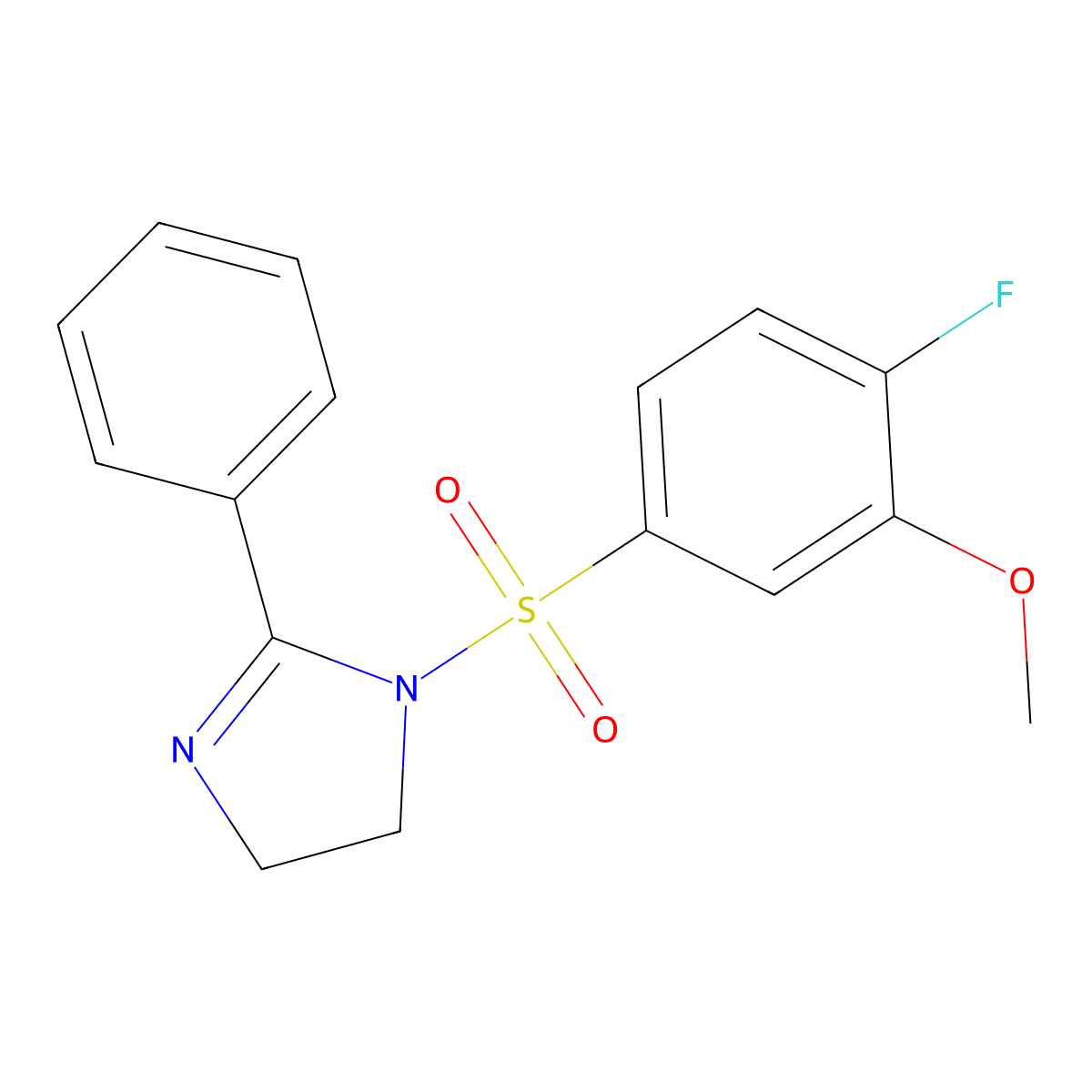 1-((4-fluoro-3-methoxyphenyl)sulfonyl)-2-phenyl-4,5-dihydro-1H-imidazole molecular structure, CAS 717892-66-5