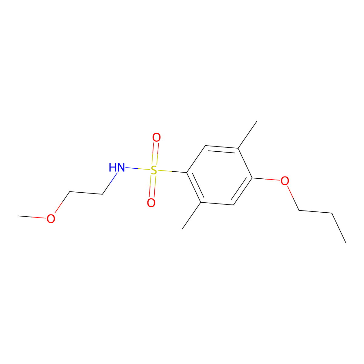 N-(2-methoxyethyl)-2,5-dimethyl-4-propoxybenzenesulfonamide molecular structure, CAS 717892-70-1