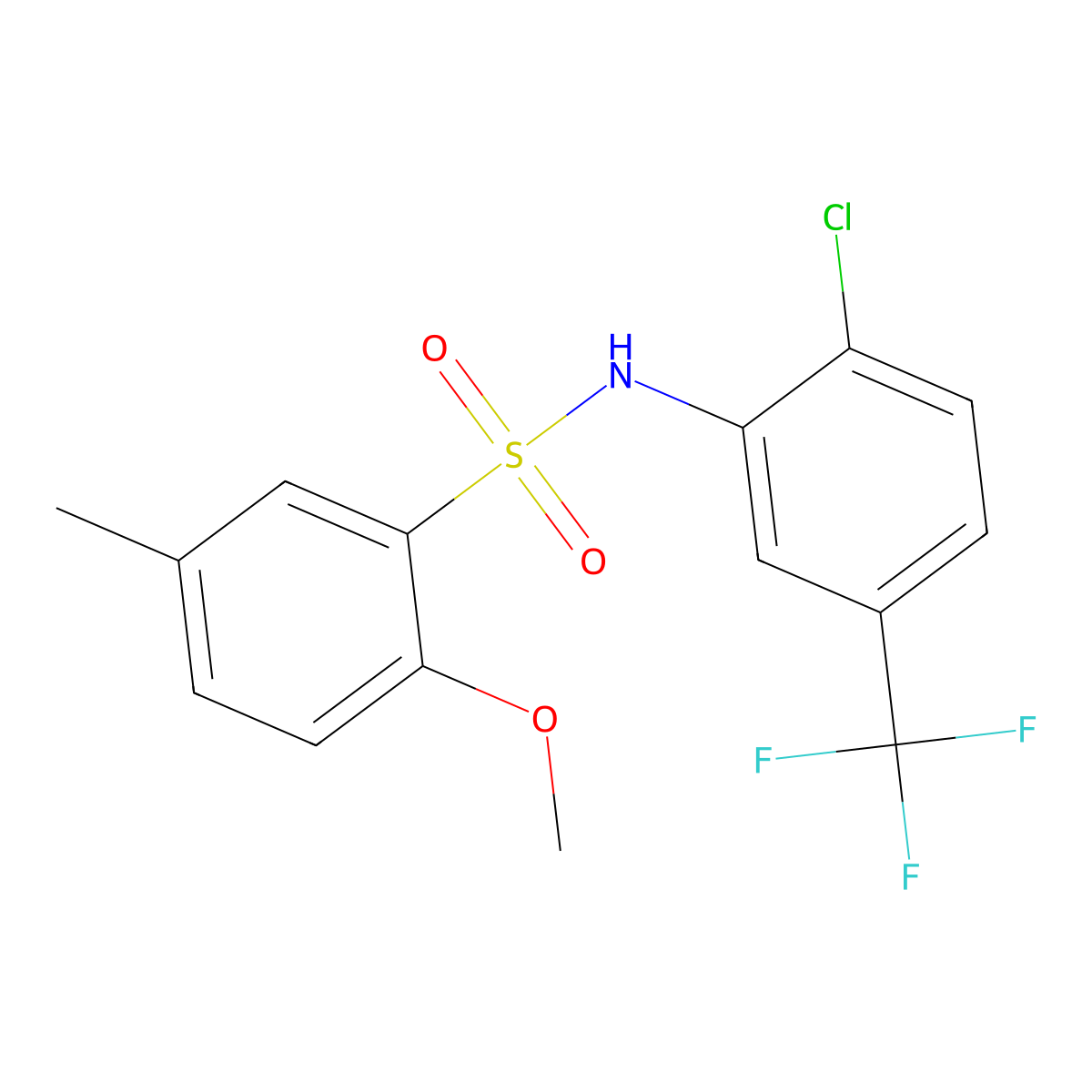 N-[2-chloro-5-(trifluoromethyl)phenyl]-2-methoxy-5-methylbenzenesulfonamide molecular structure, CAS 717892-79-0