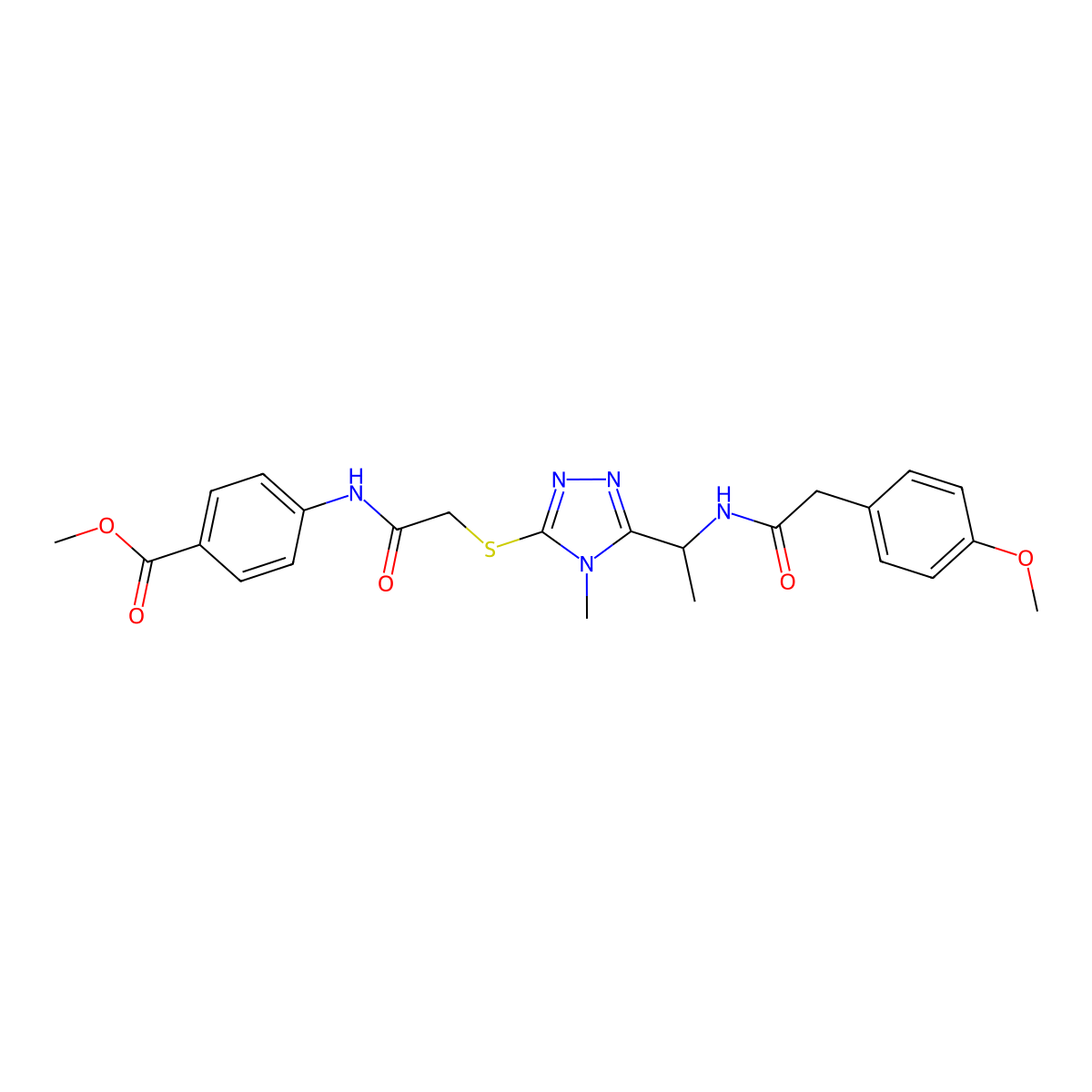 methyl 4-[({[5-(1-{[(4-methoxyphenyl)acetyl]amino}ethyl)-4-methyl-4H-1,2,4-triazol-3-yl]sulfanyl}acetyl)amino]benzoate molecular structure, CAS 717893-07-7