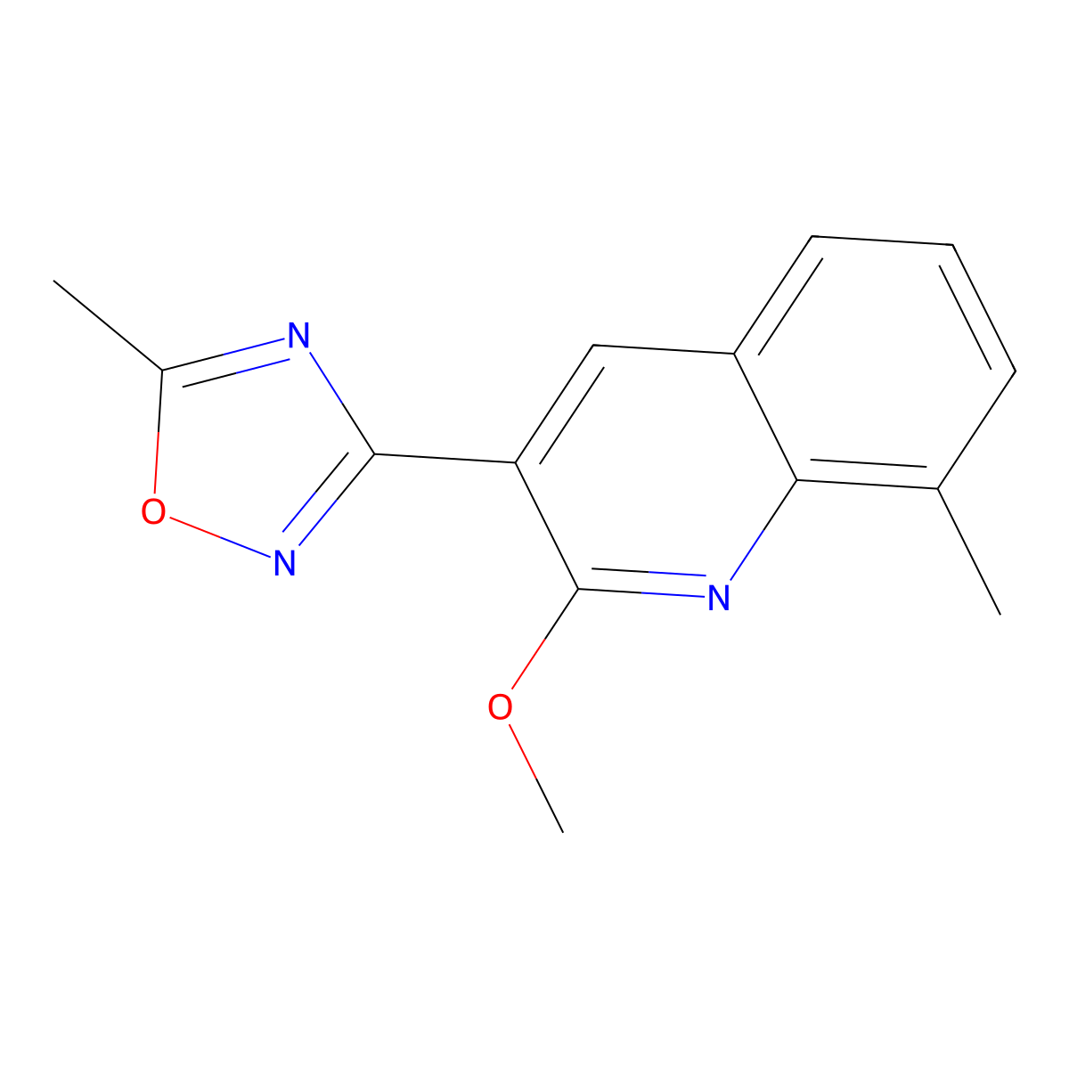 3-(2-Methoxy-8-methylquinolin-3-yl)-5-methyl-1,2,4-oxadiazole molecular structure, CAS 717893-30-6