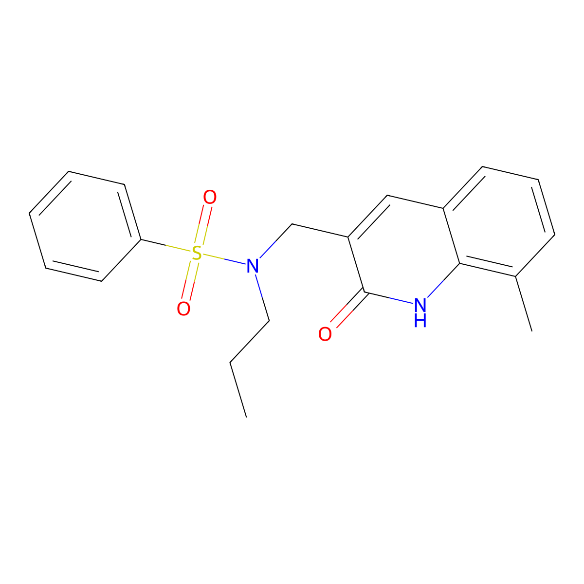 N-[(8-methyl-2-oxo-1H-quinolin-3-yl)methyl]-N-propylbenzenesulfonamide molecular structure, CAS 717893-38-4