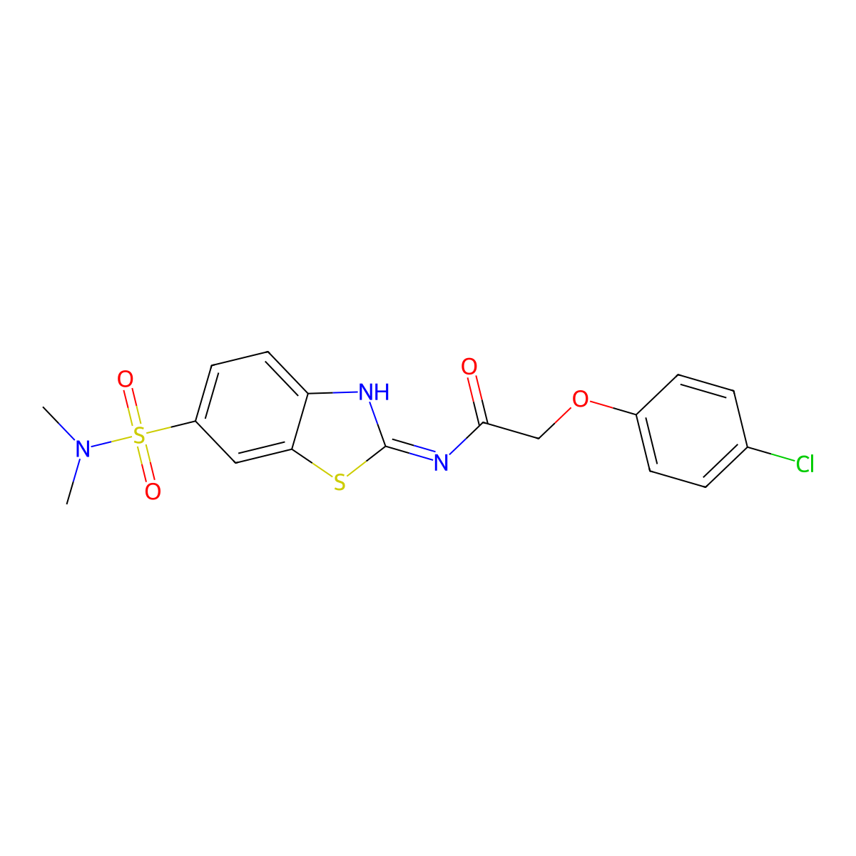 2-(4-chlorophenoxy)-N-[6-(dimethylsulfamoyl)-1,3-benzothiazol-2-yl]acetamide molecular structure, CAS 717893-40-8