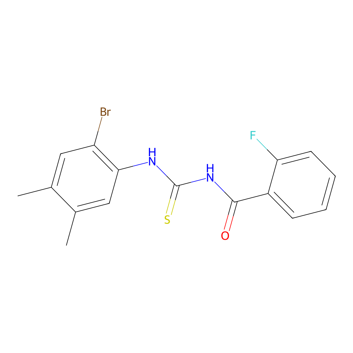 N-[(2-bromo-4,5-dimethylphenyl)carbamothioyl]-2-fluorobenzamide molecular structure, CAS 717893-57-7