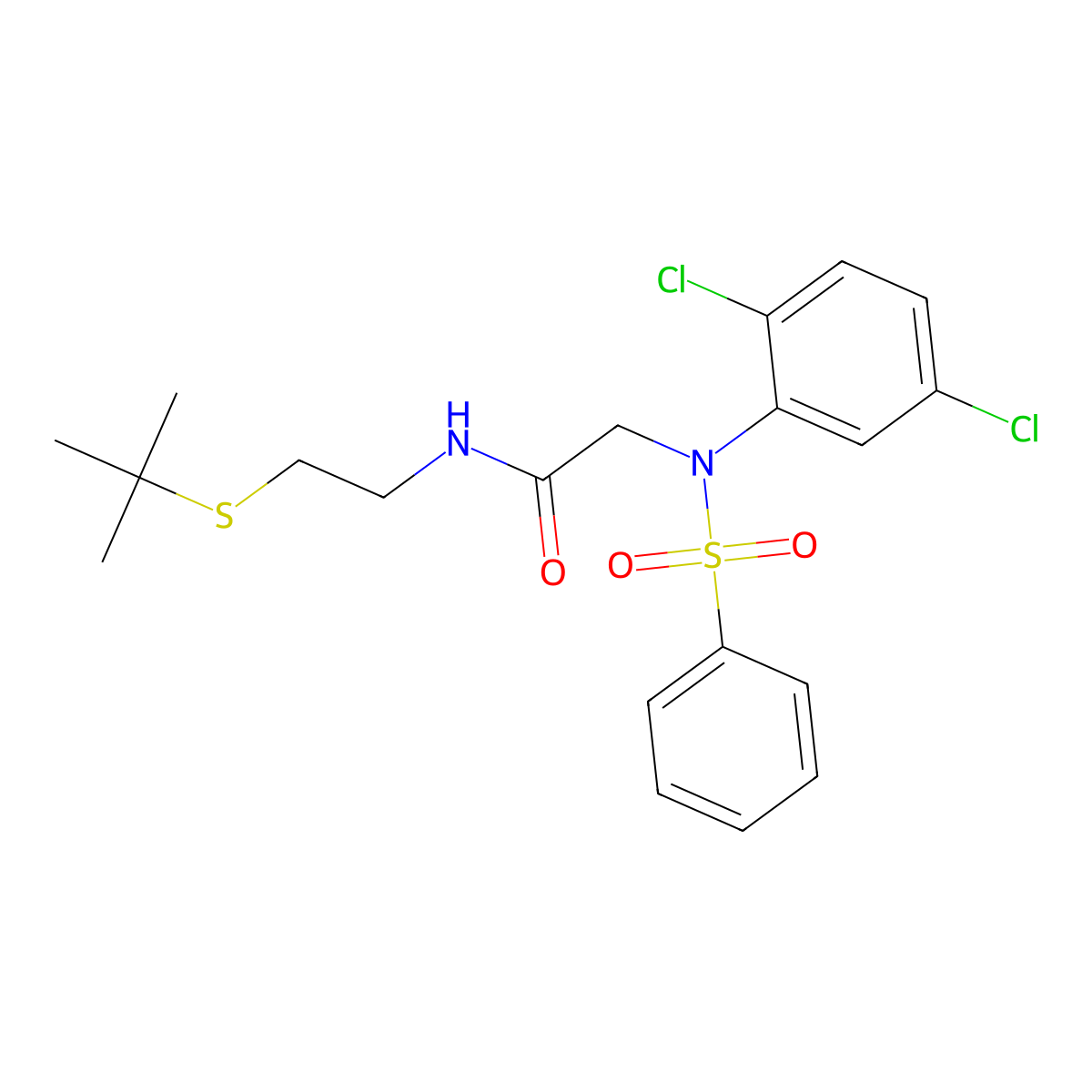 2-[N-(benzenesulfonyl)-2,5-dichloroanilino]-N-(2-tert-butylsulfanylethyl)acetamide molecular structure, CAS 717893-65-7