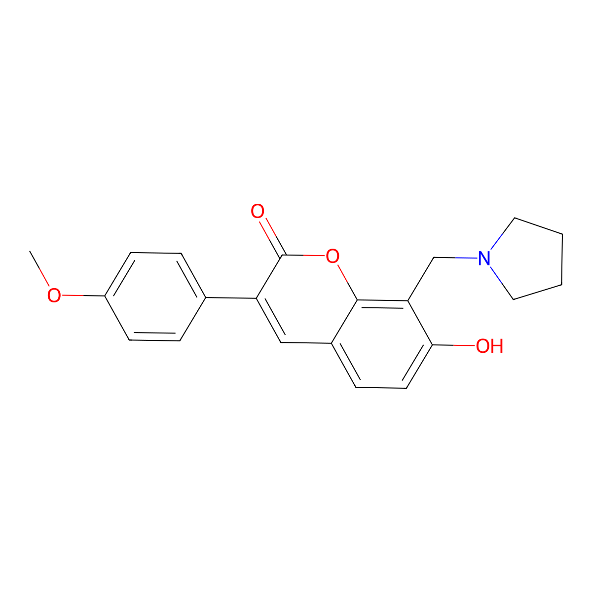 7-hydroxy-3-(4-methoxyphenyl)-8-(pyrrolidin-1-ylmethyl)-2H-chromen-2-one molecular structure, CAS 717893-89-5
