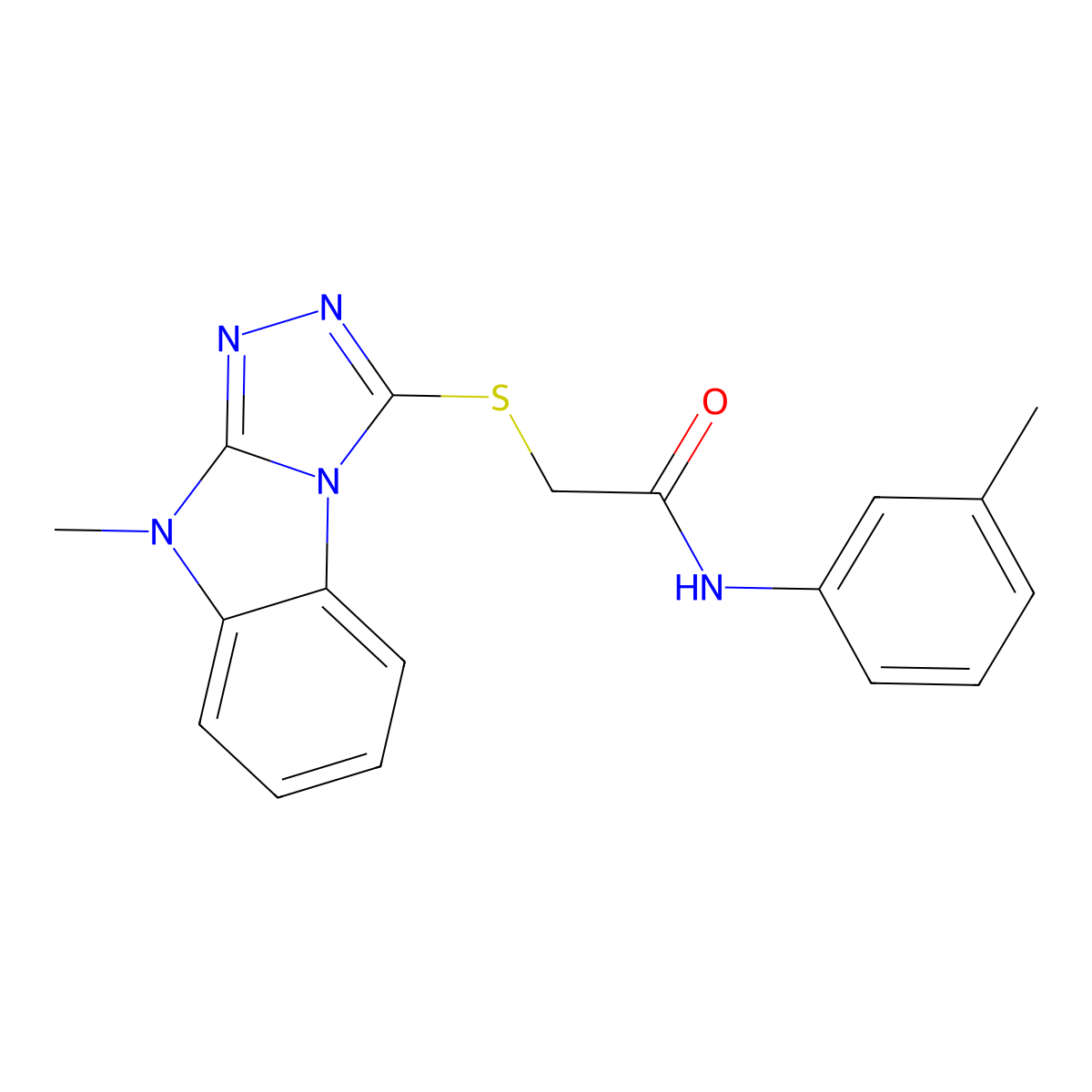 N-(3-methylphenyl)-2-[(9-methyl-9H-[1,2,4]triazolo[4,3-a]benzimidazol-3-yl)sulfanyl]acetamide molecular structure, CAS 717893-92-0
