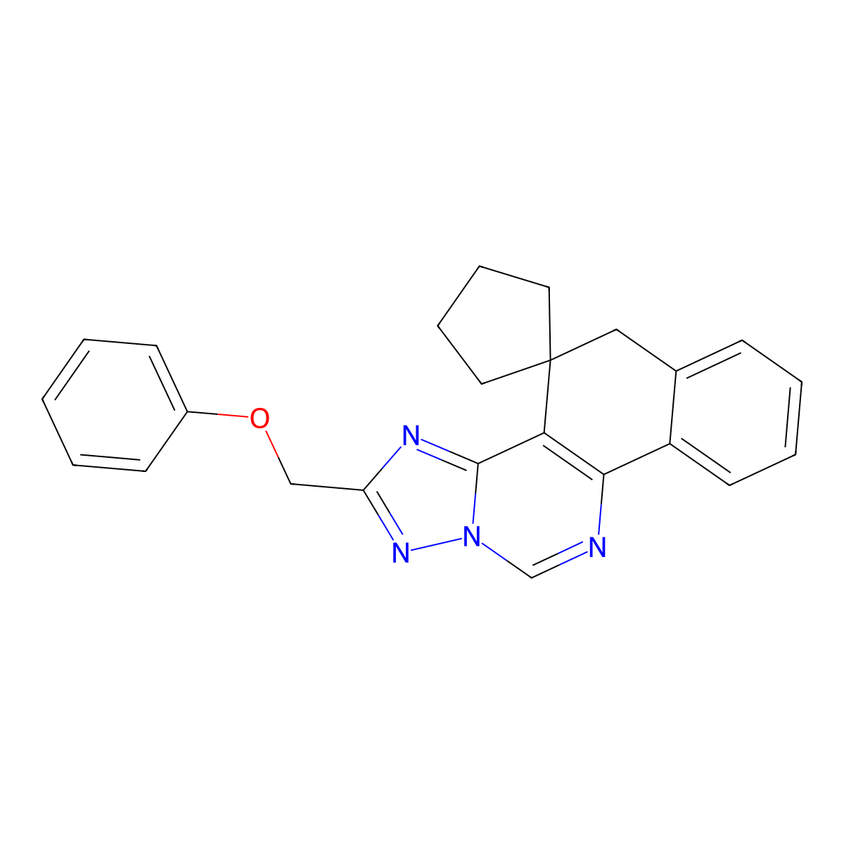 2-(phenoxymethyl)-5H-spiro[benzo[h][1,2,4]triazolo[1,5-c]quinazoline-4,1'-cyclopentane] molecular structure, CAS 717894-07-0