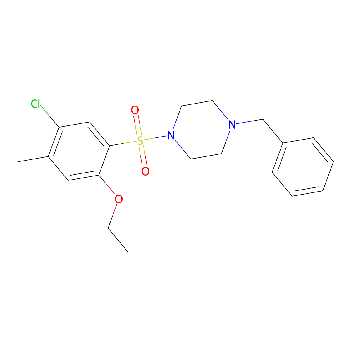 1-Benzyl-4-(5-chloro-2-ethoxy-4-methylbenzenesulfonyl)piperazine molecular structure, CAS 717894-09-2