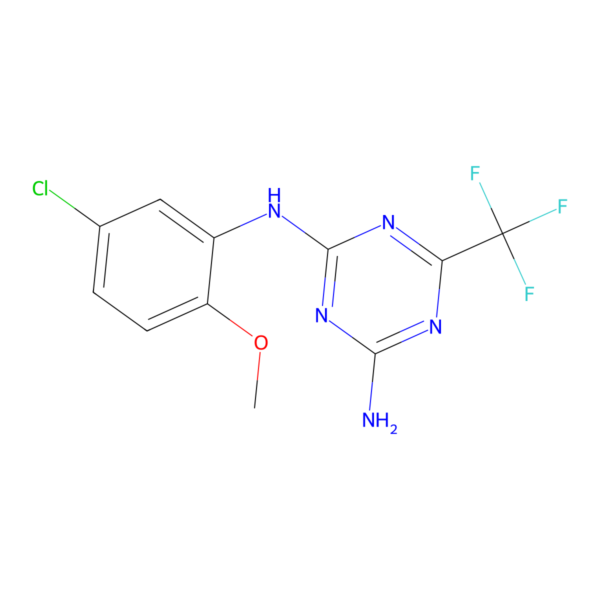 N-(5-chloro-2-methoxyphenyl)-6-(trifluoromethyl)-1,3,5-triazine-2,4-diamine molecular structure, CAS 717894-15-0