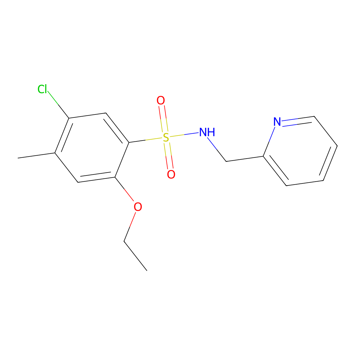 5-chloro-2-ethoxy-4-methyl-N-(pyridin-2-ylmethyl)benzenesulfonamide molecular structure, CAS 717894-16-1