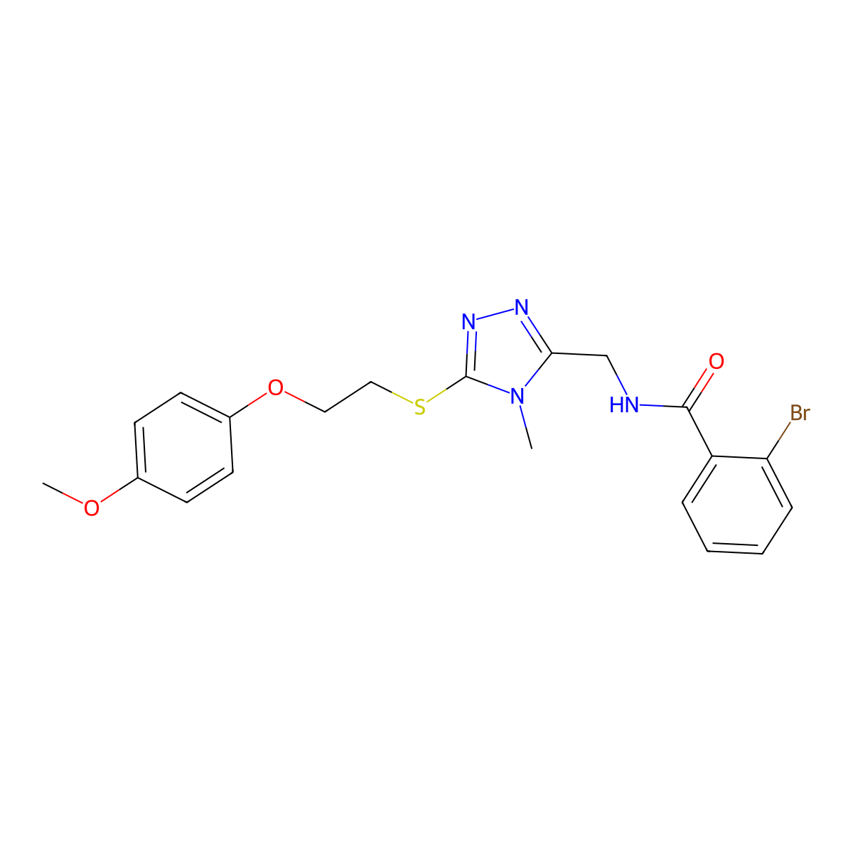 2-bromo-N-[[5-[2-(4-methoxyphenoxy)ethylsulfanyl]-4-methyl-1,2,4-triazol-3-yl]methyl]benzamide molecular structure, CAS 717894-33-2