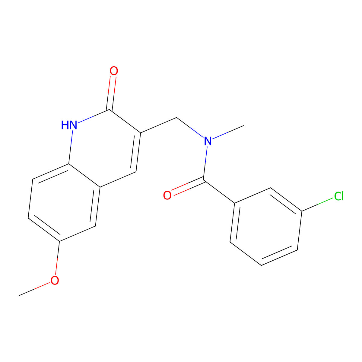 3-chloro-N-[(6-methoxy-2-oxo-1H-quinolin-3-yl)methyl]-N-methylbenzamide molecular structure, CAS 717894-45-6