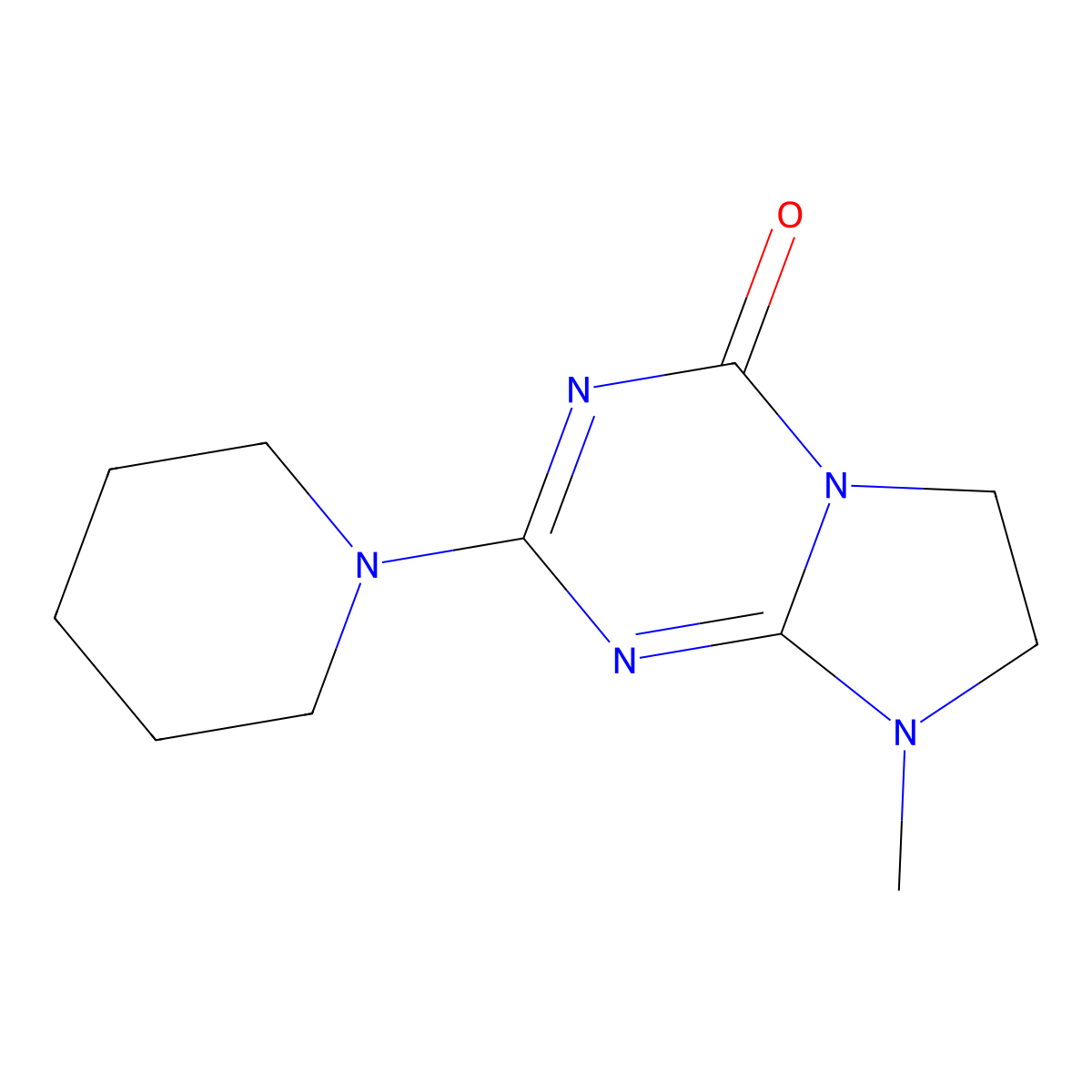 8-Methyl-2-piperidin-1-yl-6,7-dihydroimidazo[1,2-a][1,3,5]triazin-4-one molecular structure, CAS 717895-35-7