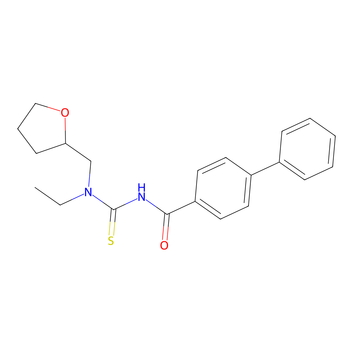 N-[ethyl(oxolan-2-ylmethyl)carbamothioyl]-4-phenylbenzamide molecular structure, CAS 717895-49-3
