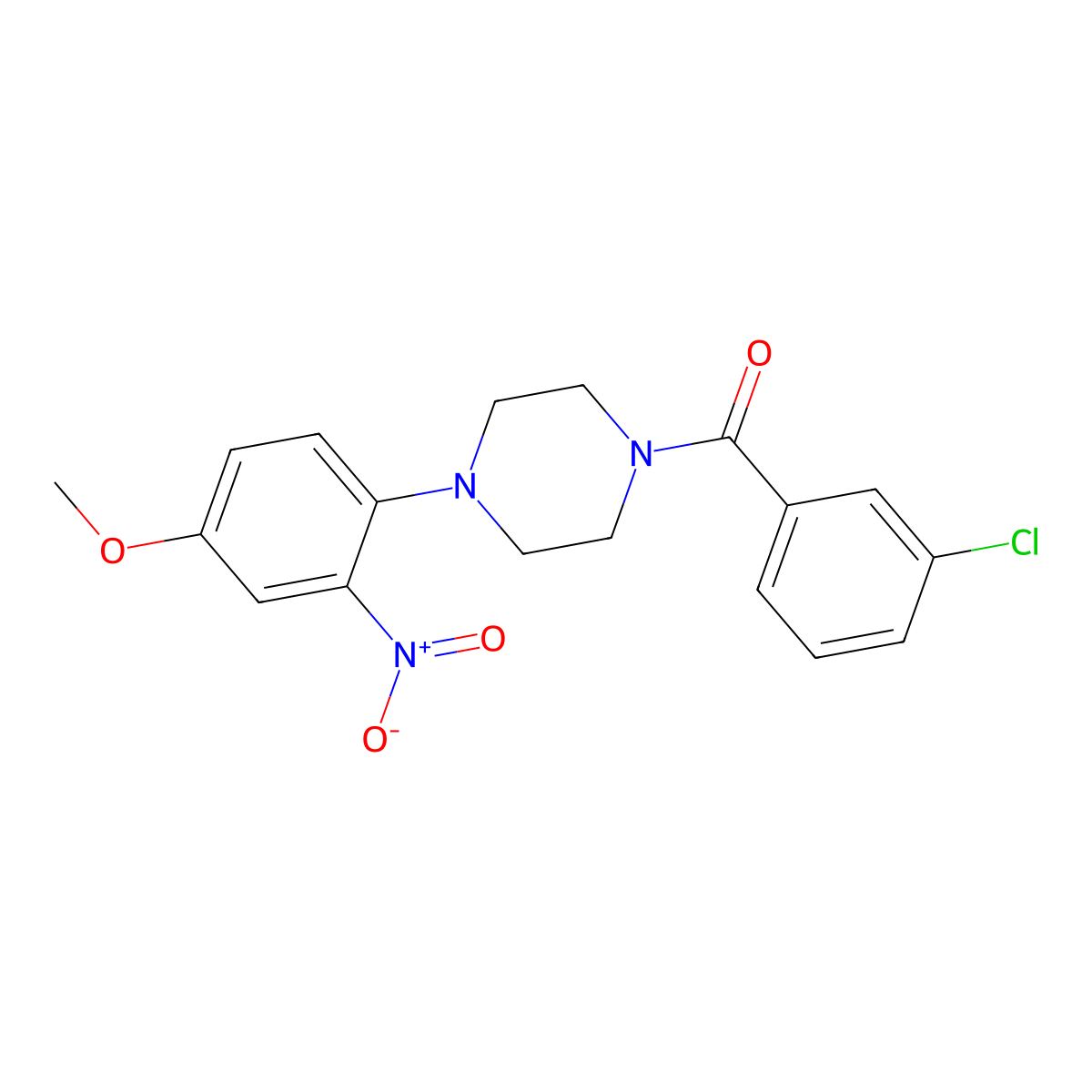 (3-Chlorophenyl)-[4-(4-methoxy-2-nitrophenyl)piperazin-1-yl]methanone molecular structure, CAS 717895-62-0