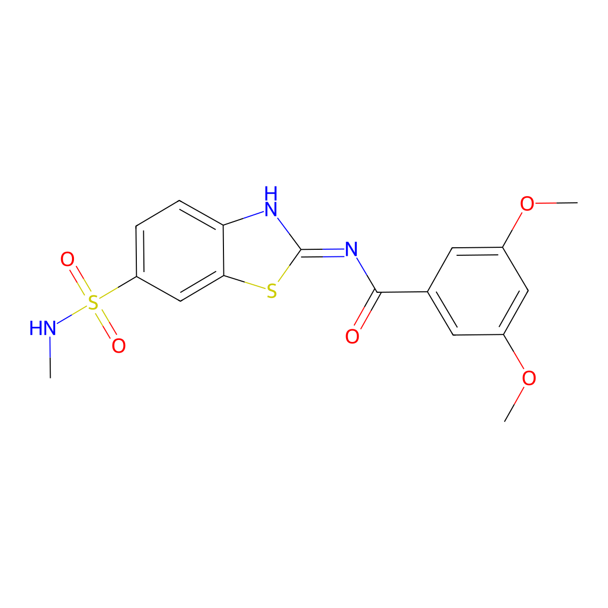 3,5-dimethoxy-N-[6-(methylsulfamoyl)-1,3-benzothiazol-2-yl]benzamide molecular structure, CAS 717896-06-5