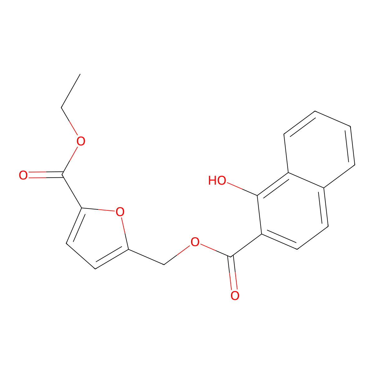 Ethyl 5-{[(1-hydroxy-2-naphthoyl)oxy]methyl}-2-furoate molecular structure, CAS 717896-20-3