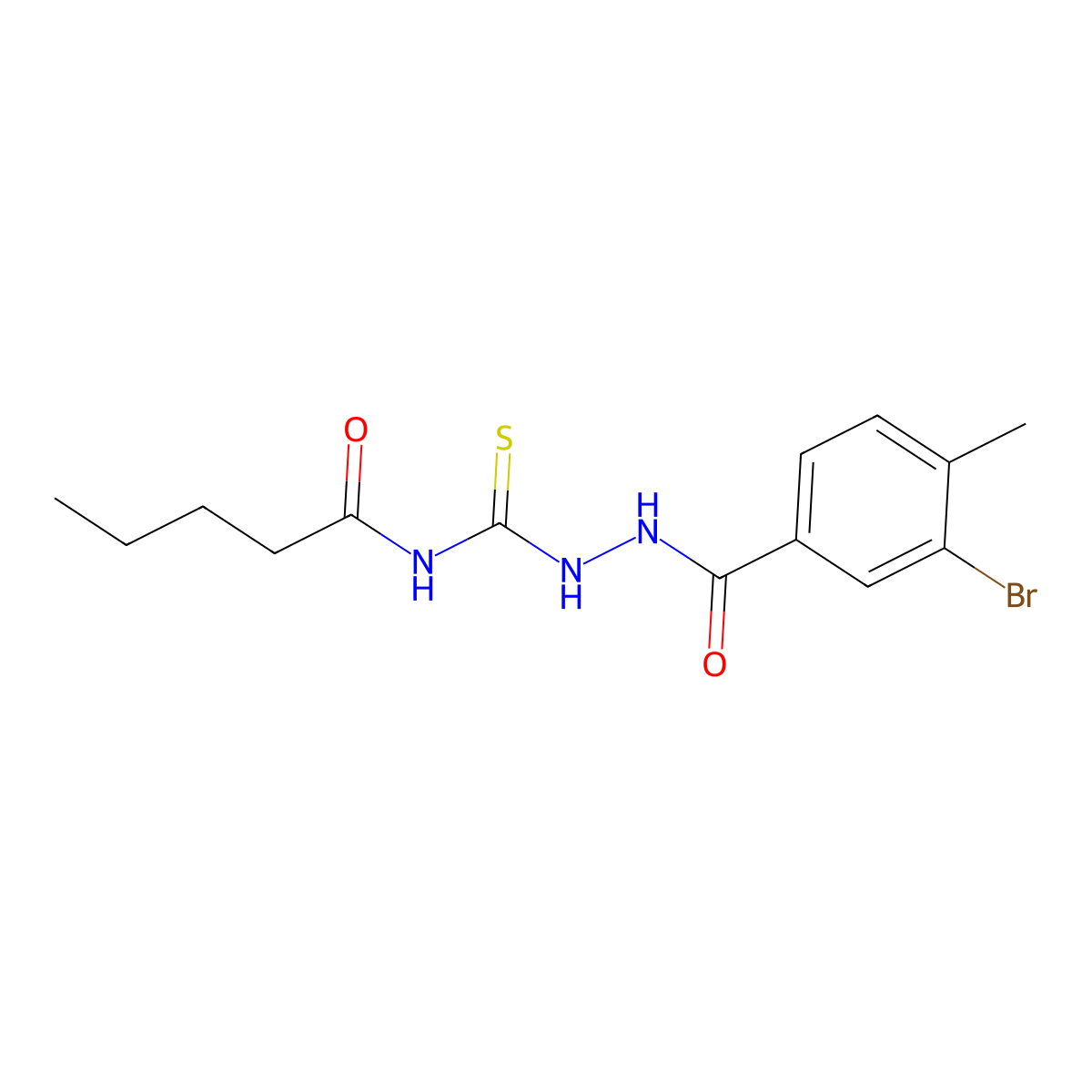 N-[[(3-bromo-4-methylbenzoyl)amino]carbamothioyl]pentanamide molecular structure, CAS 717896-41-8