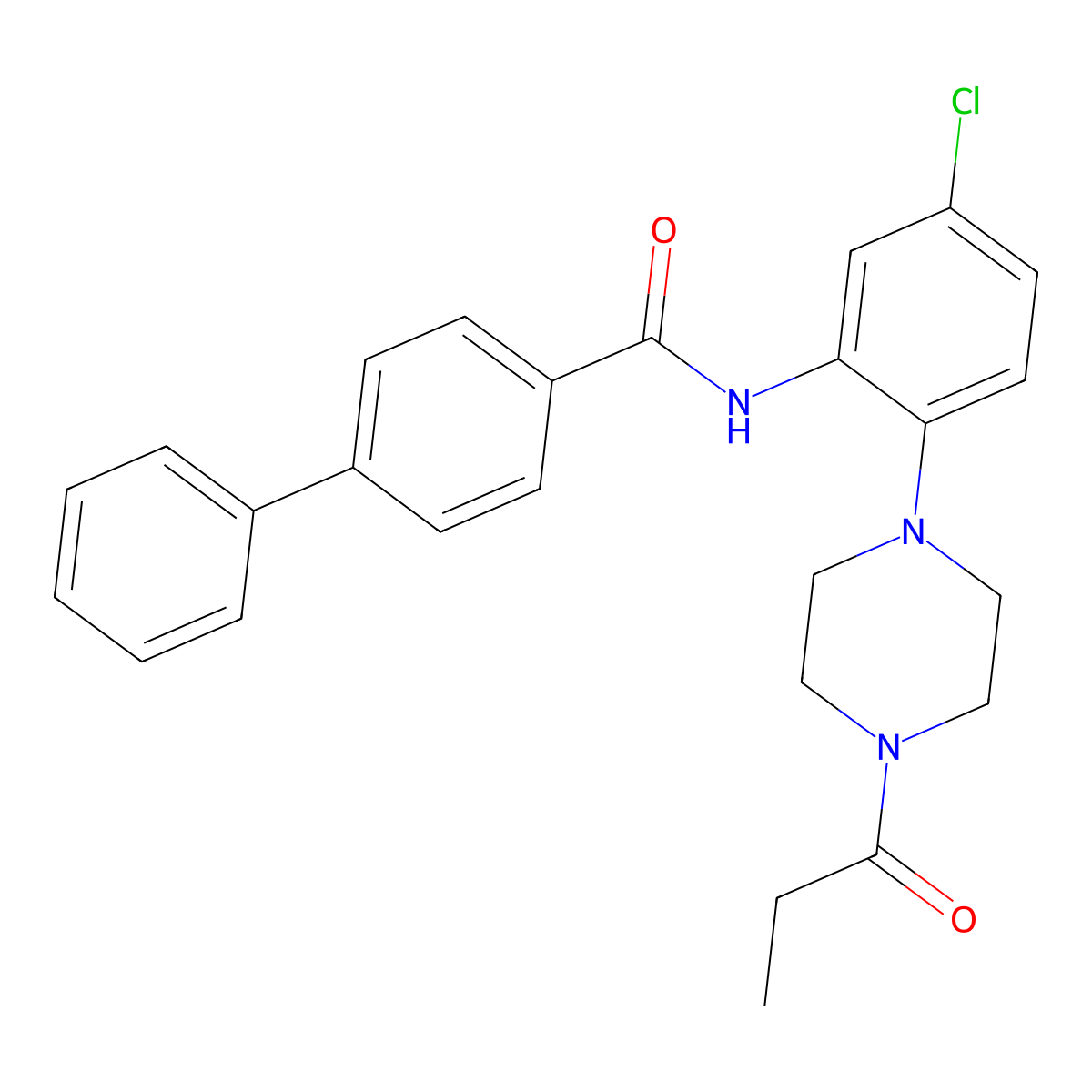 N-[5-chloro-2-(4-propanoylpiperazin-1-yl)phenyl]-4-phenylbenzamide molecular structure, CAS 717896-54-3