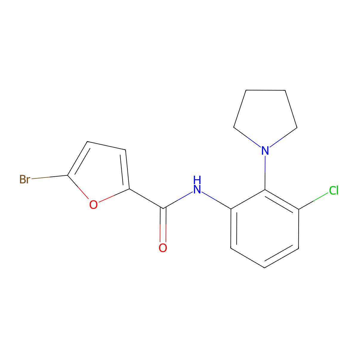 5-bromo-N-[3-chloro-2-(1-pyrrolidinyl)phenyl]-2-furancarboxamide molecular structure, CAS 717896-82-7